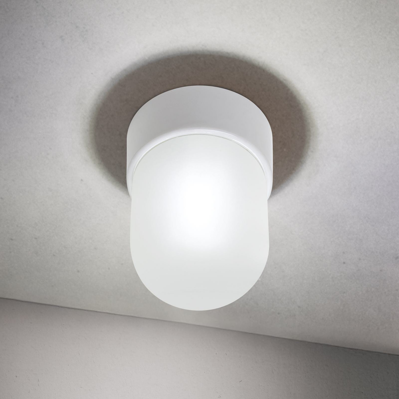 Plafonnier Ostia, blanc, céramique, verre satiné, E27