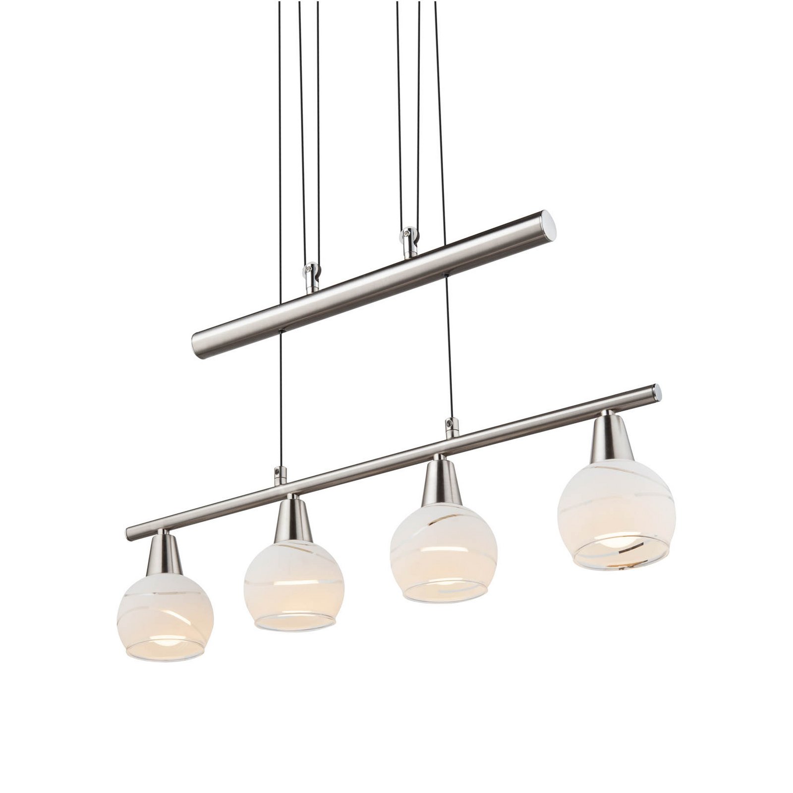 Suspension Elliott, longueur 60 cm, nickel mat, métal/verre