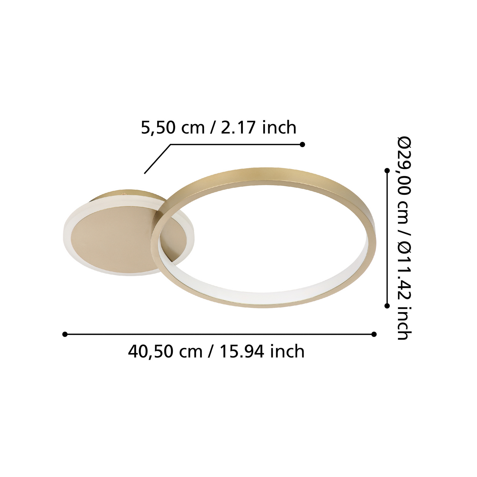 LED lubinis šviestuvas "Gafares", aukso spalvos, aliuminis, 41 cm, nuotolinio