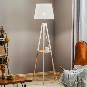 Lampadaire trépied Lampe Lampadaire Salon sur Pied-Lampadaire d'intérieur  réglable en bois et abat-jour en tissu Gris *7415957* - Cdiscount Maison