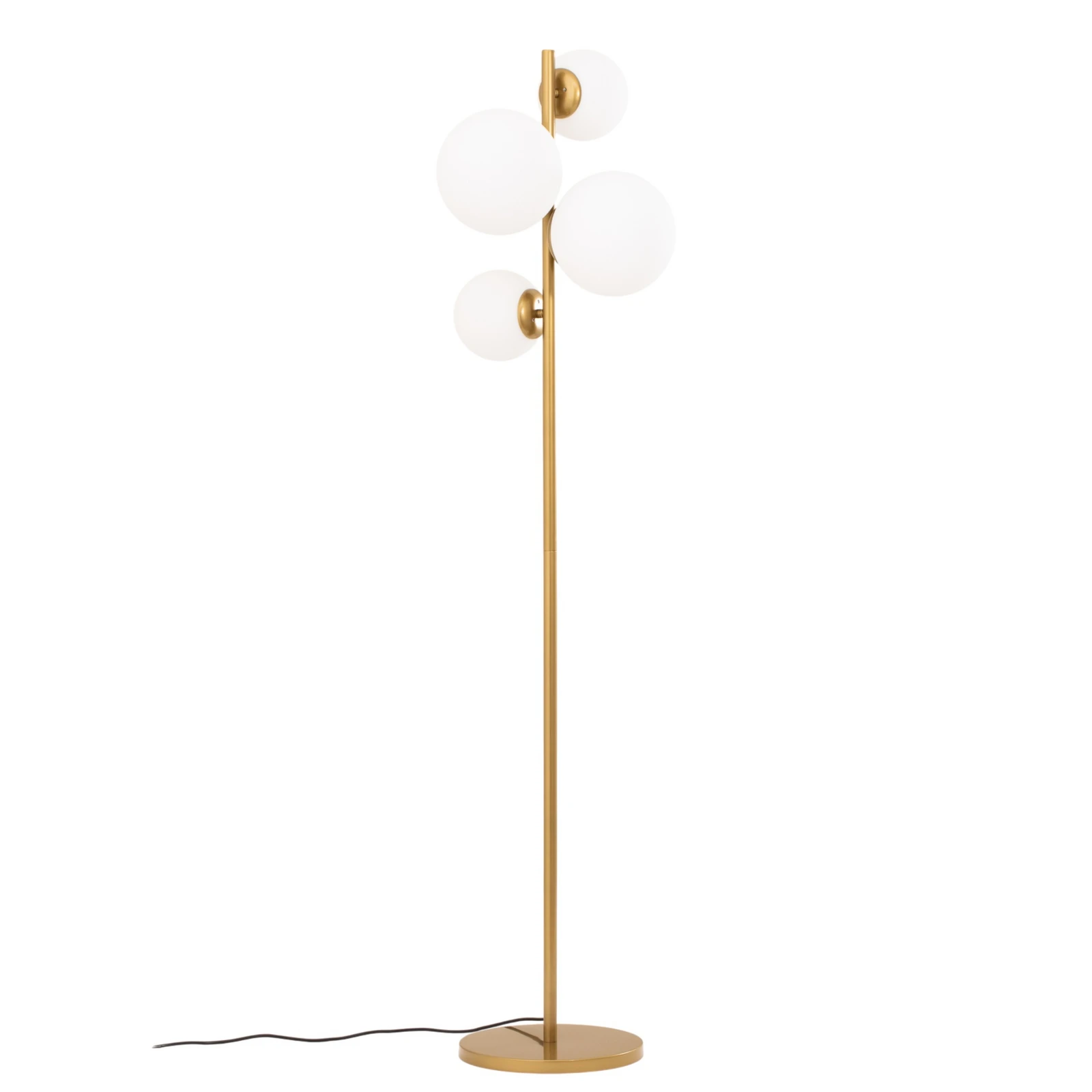 Lámpara de pie Fazli, dorada, cristal/metal, altura 162 cm, E14
