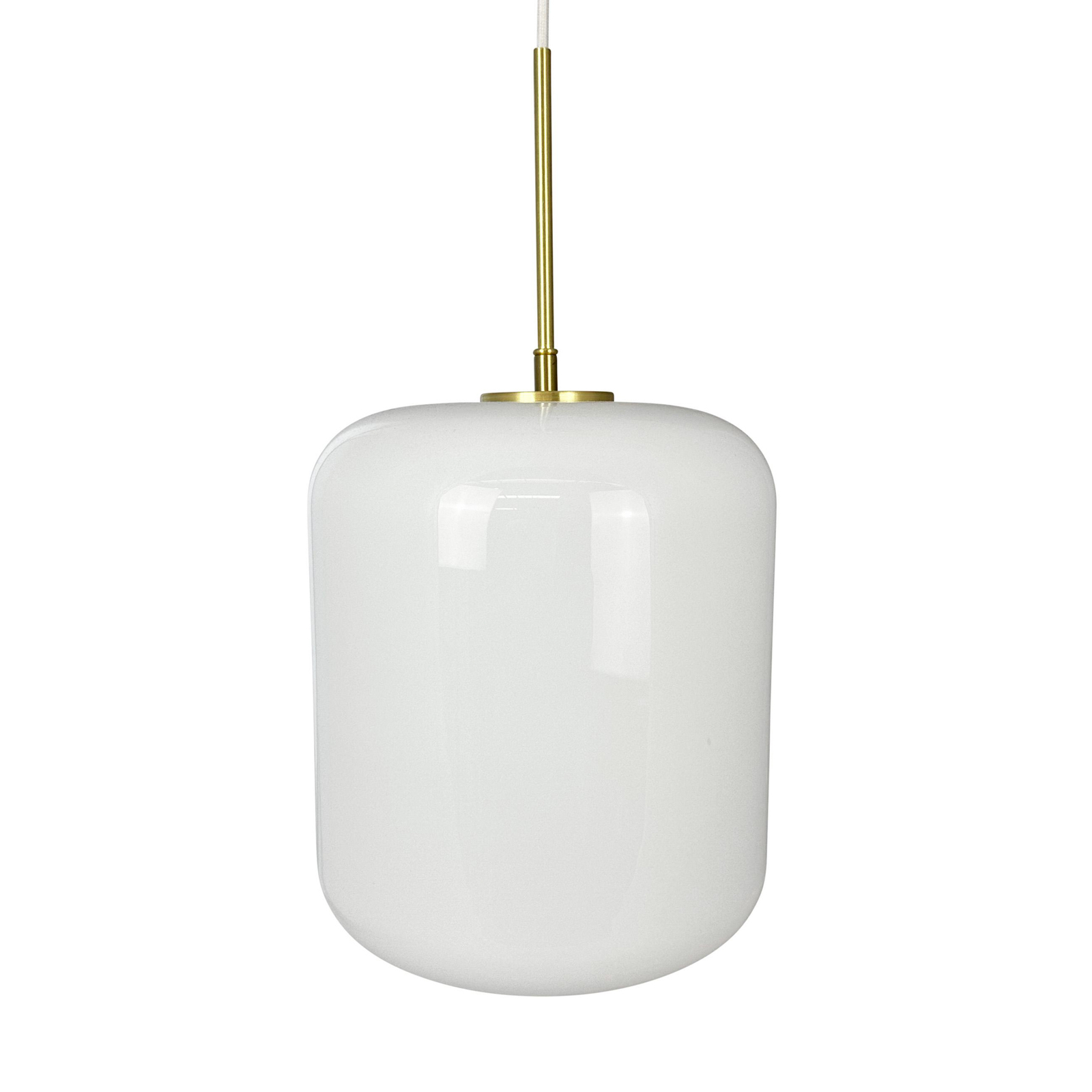 Dyberg Larsen hanglamp Silvia, Ø 25 cm, opaal/messing, glas