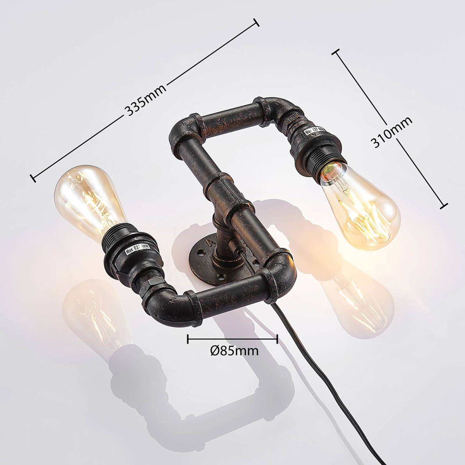 Lampa ścienna Josip w stylu industrialnym, Up&Down