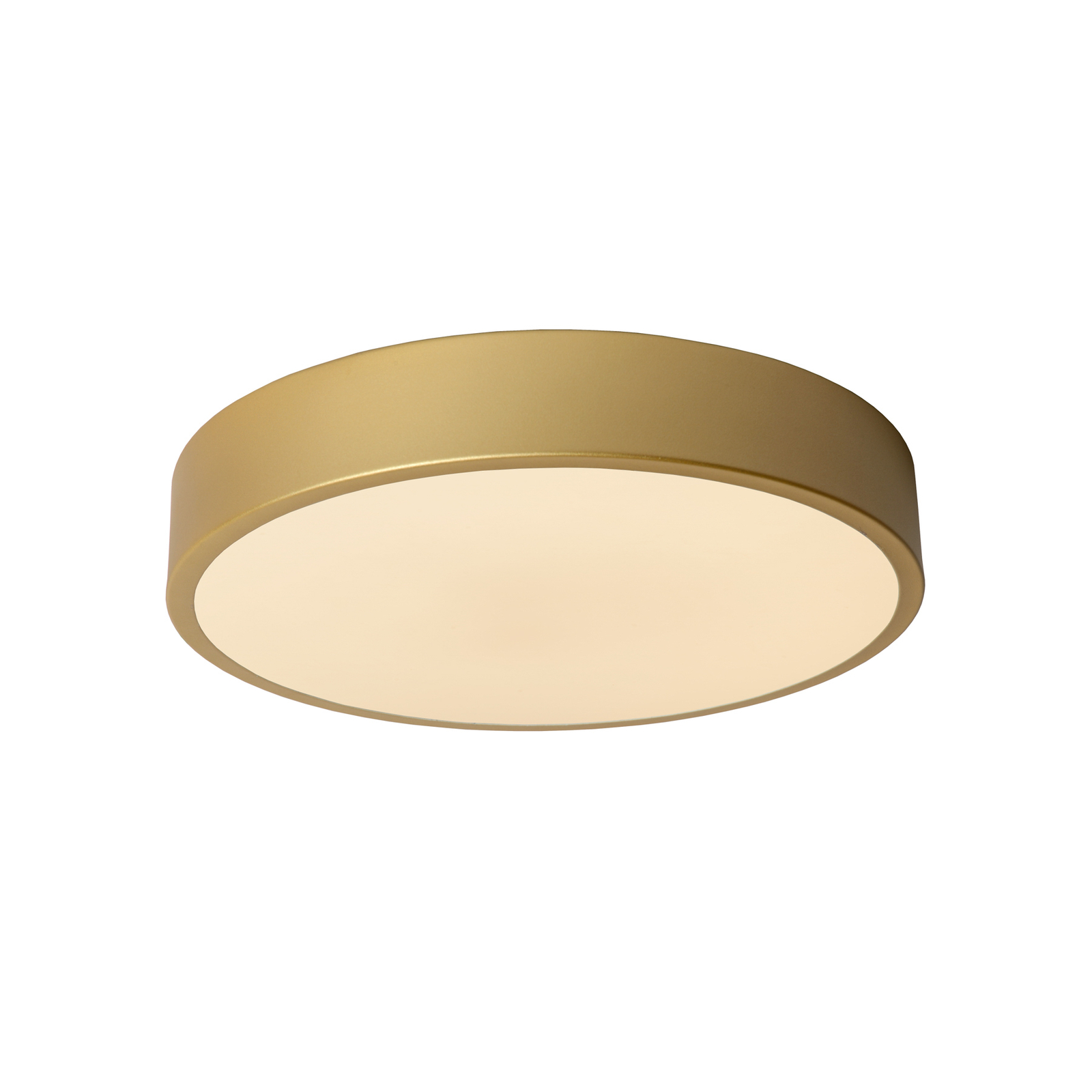 LED-loftslampe Unar, guld mat, Ø 30 cm