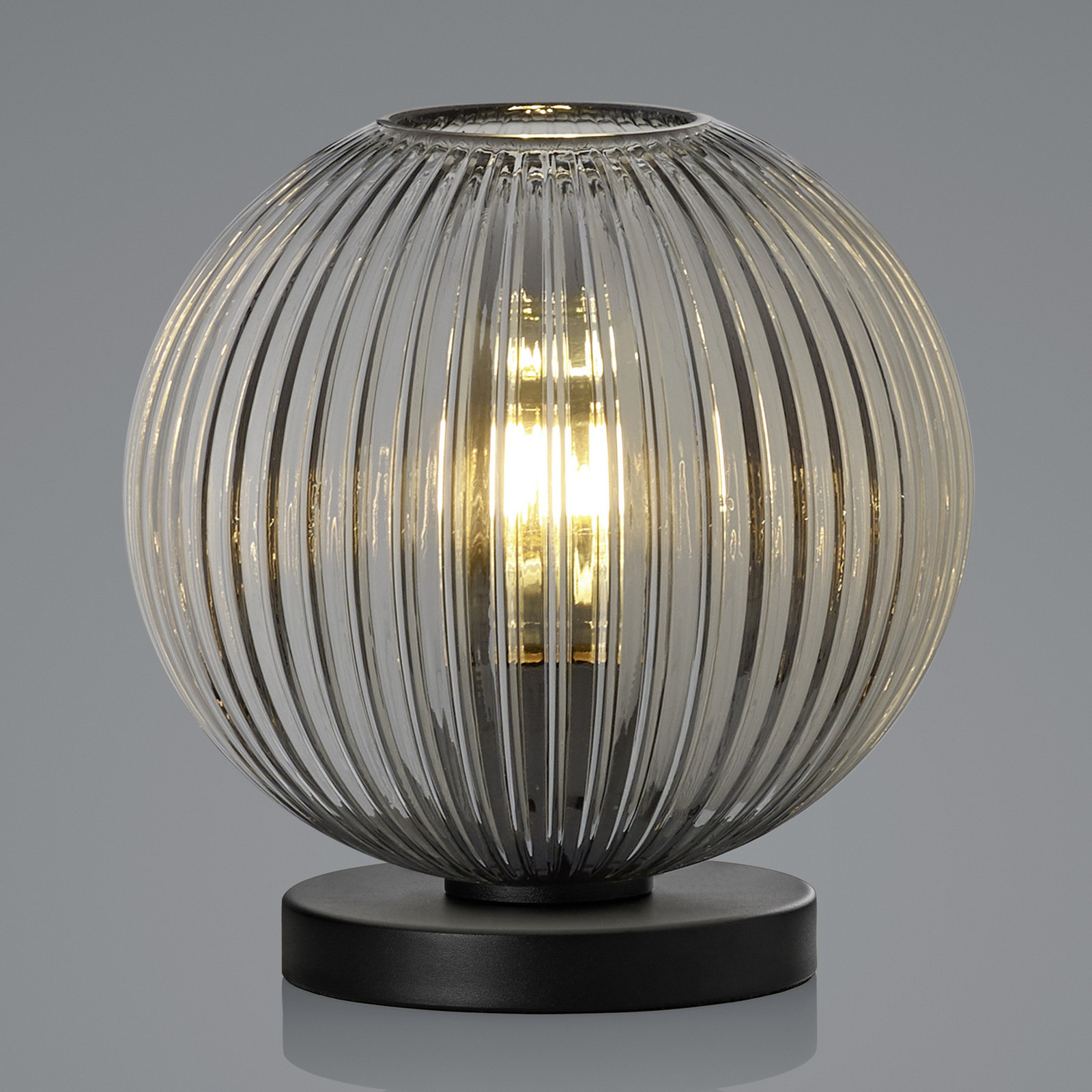 Lampă de masă Loft cu sticlă fumurie cu o singură lumină rotundă
