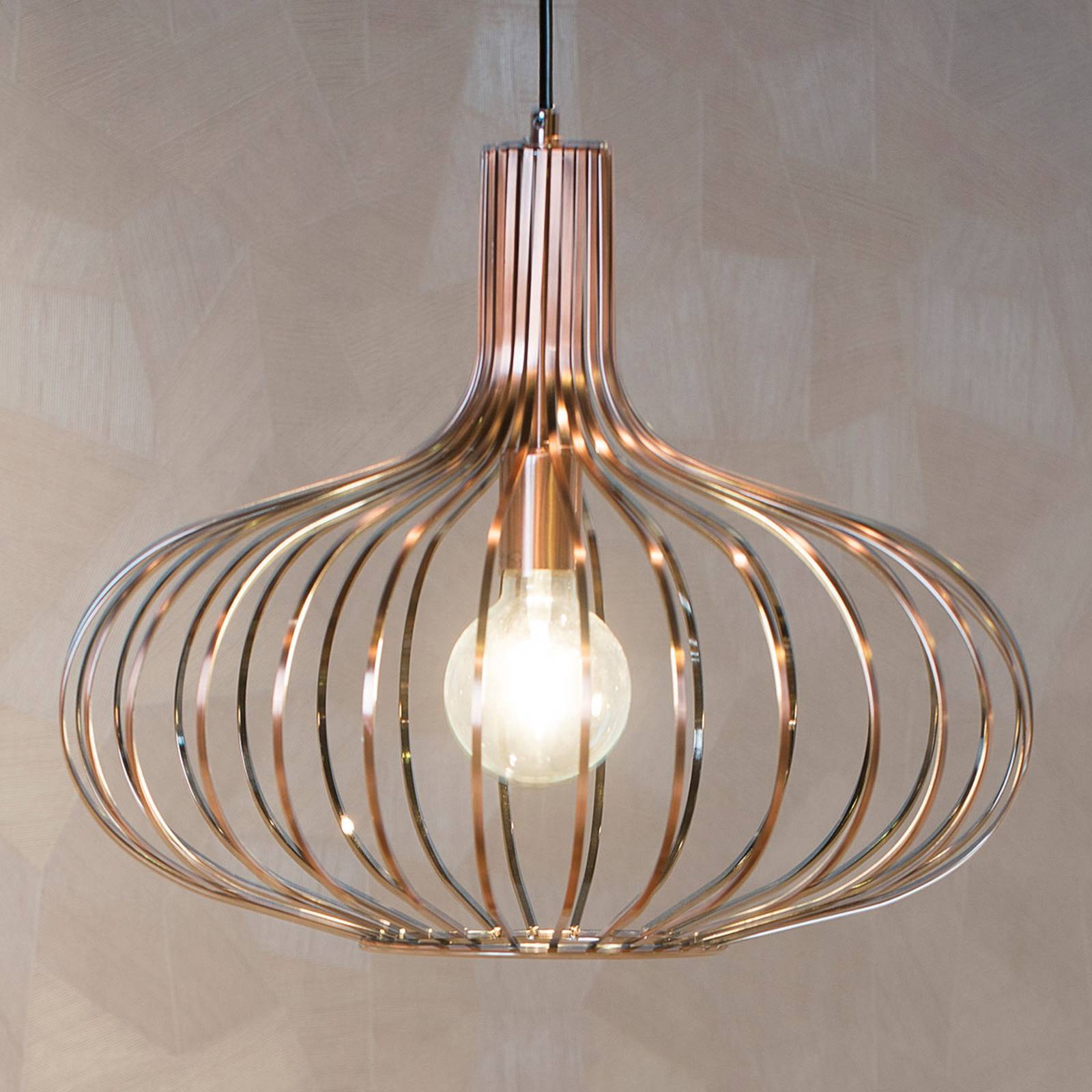 Lampa wisząca klatka Manuela miedziana, 50 cm