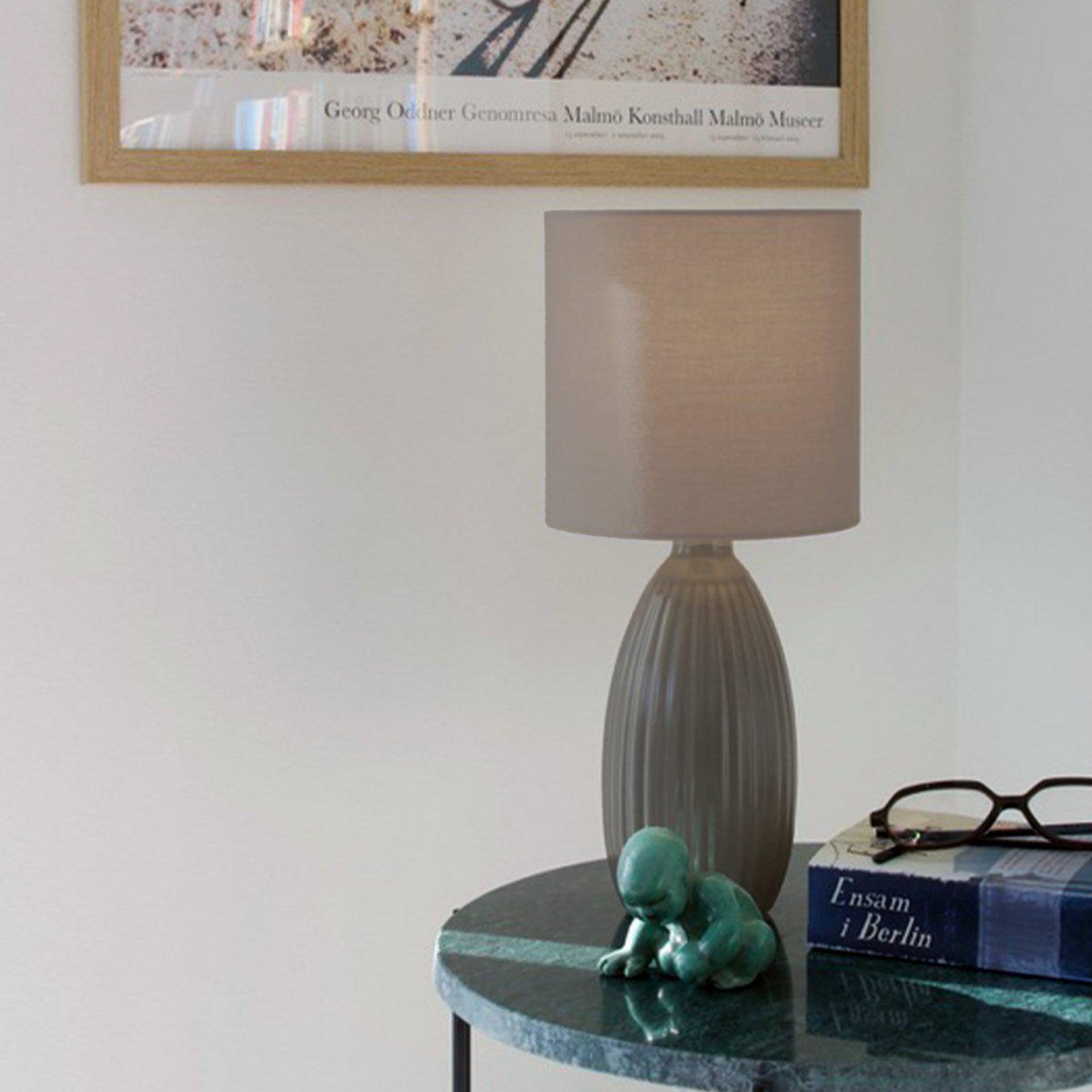 PR Home Tischlampe Uno, braun, Höhe 37 cm, Textil/Keramik