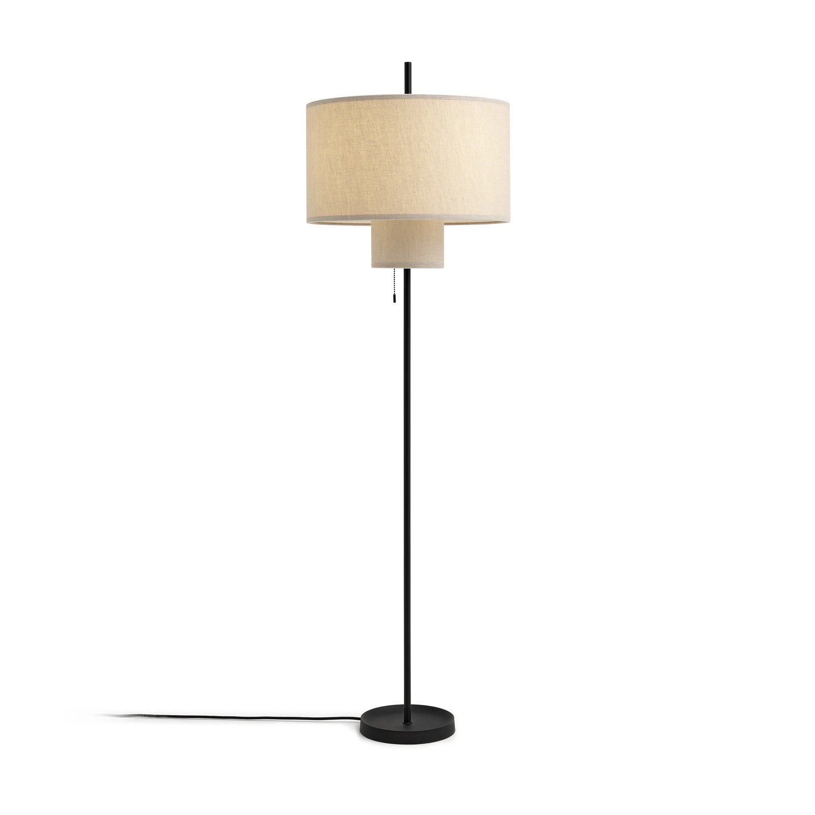 New Works lampe sur pied Margin, beige, Ø 46 cm, 3 lampes, textile