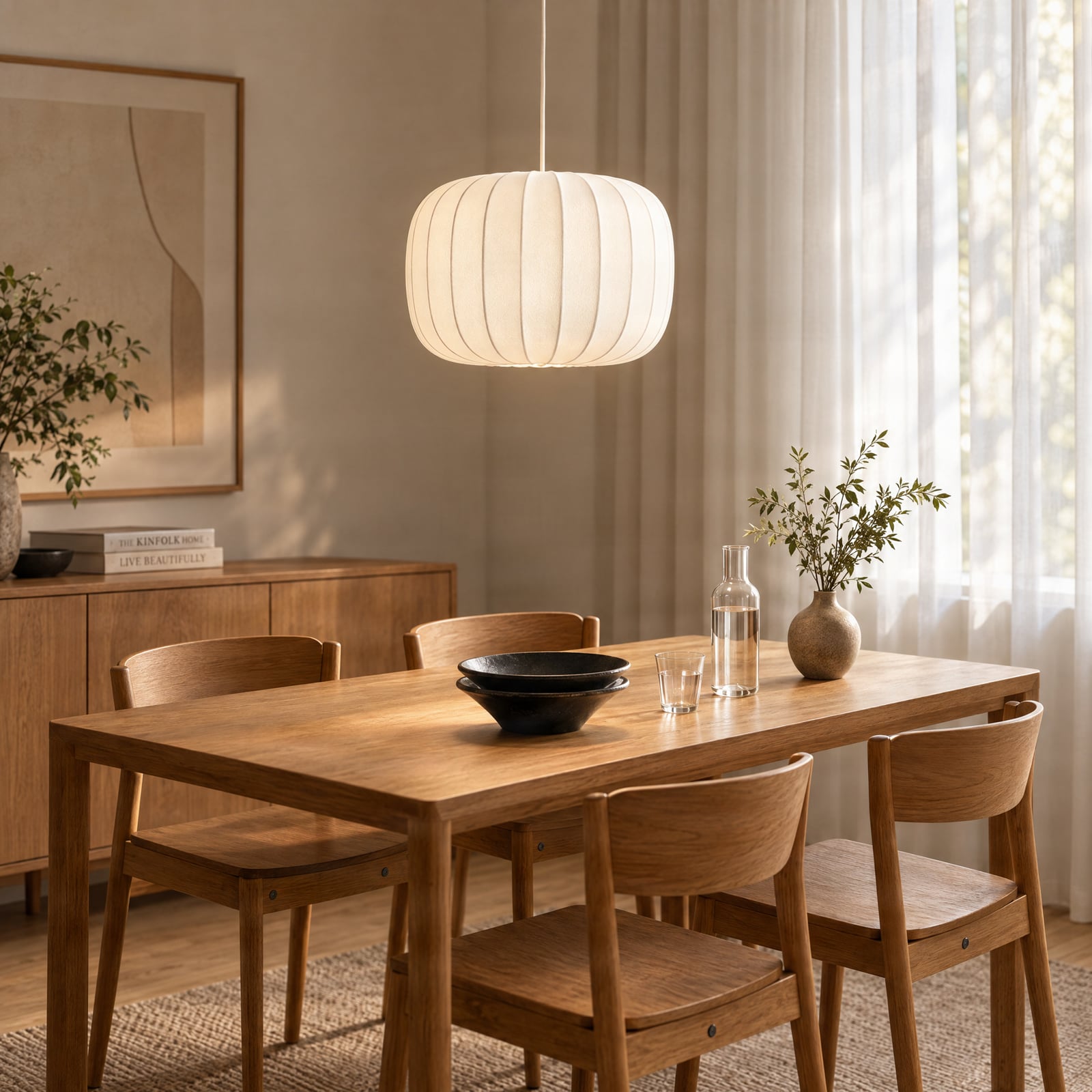 Lampada a sospensione Lucande Bridget, a 1 lampadina, Ø 40 cm, bianca, tessuto Lampada a sospensione Lucande Bridget, a 1 lampadina, Ø 40 cm, bianca, tessuto