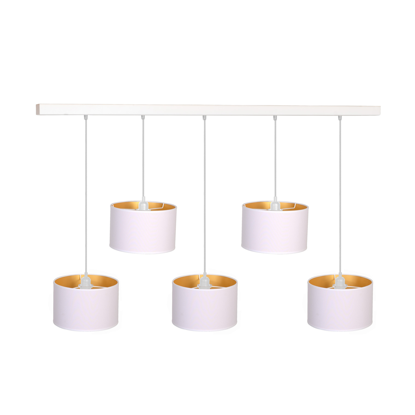Hanglamp Roller wit/goud, Ø25cm, 5-lamps