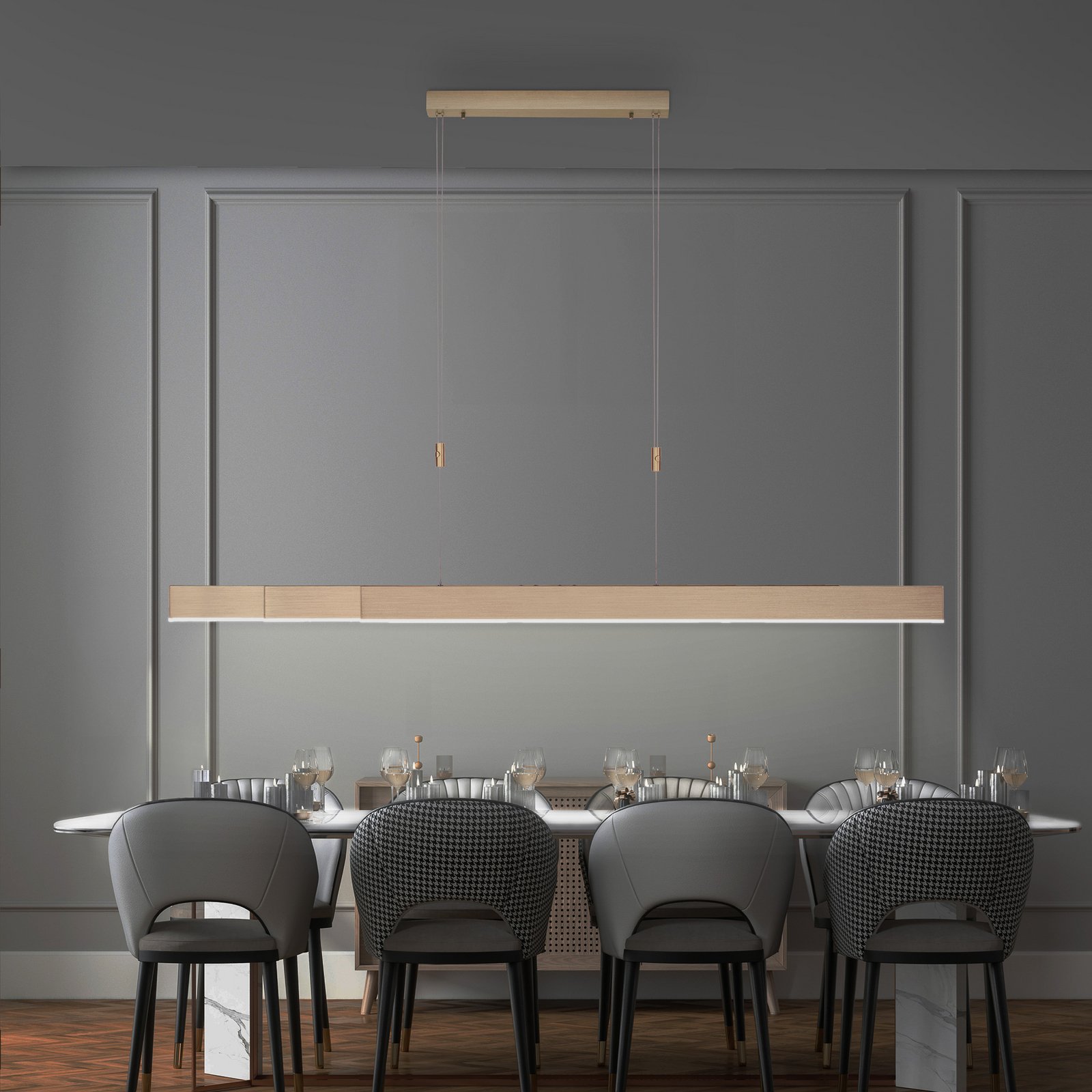 PURE Moto lampa wisząca LED, ściemniacz, mosiądz