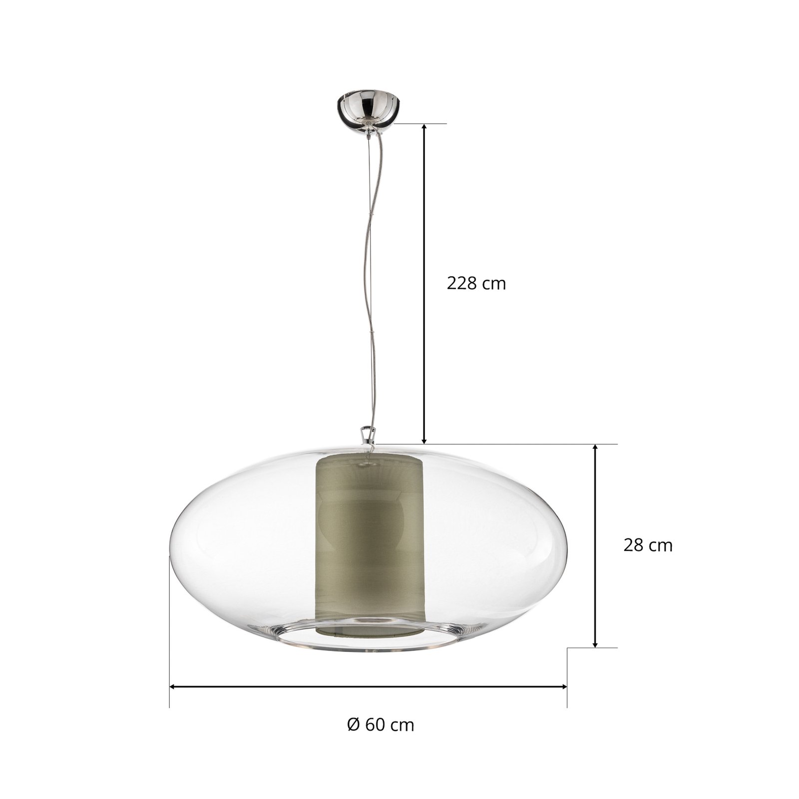 Modo Luce Ellisse závesná lampa látka Ø60cm zelená