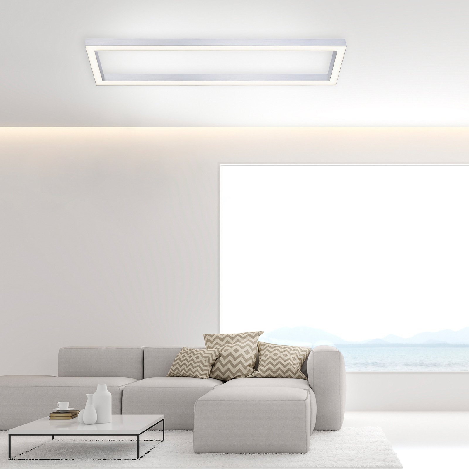 Pure Lines LED plafondlamp, hoekig, aluminium