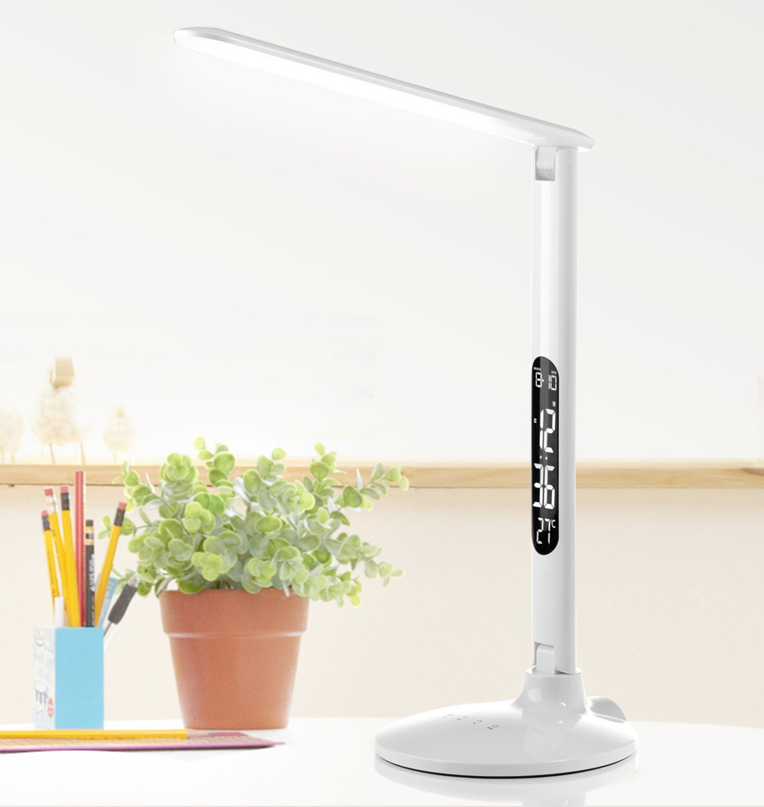 Success LED desk lamp with clock