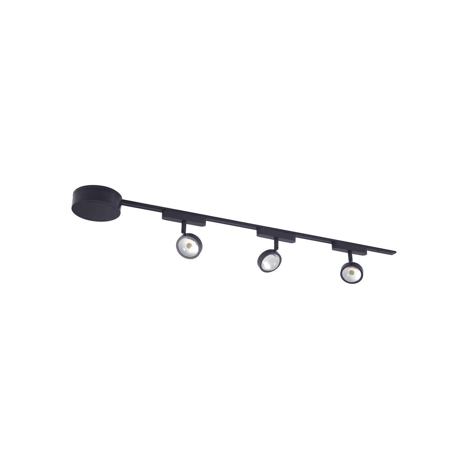 Système de lampes sur rail 48 V Lumaro, spots, à 3 lampes, noir, Ø 7,3cm