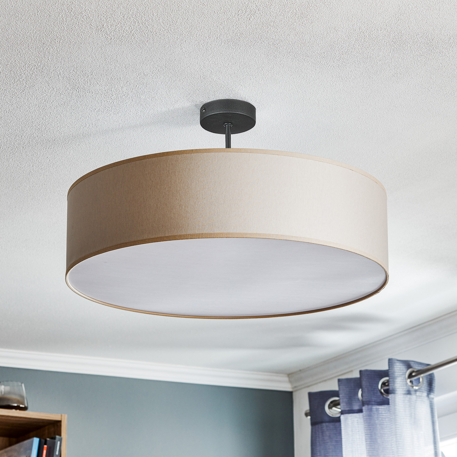 Rondo semi-flush ceiling light, cream Ø 60cm