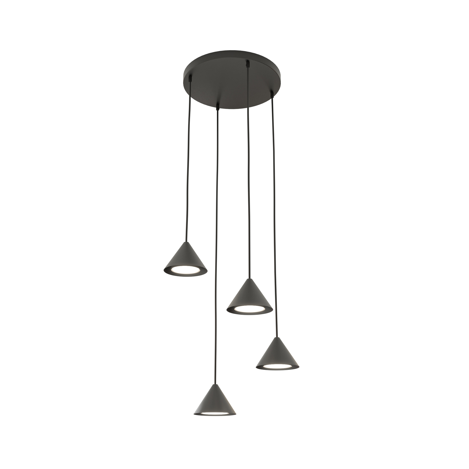 Elit hanglamp, 4-lamps, Ø 30 cm, zwart, metaal, GX53