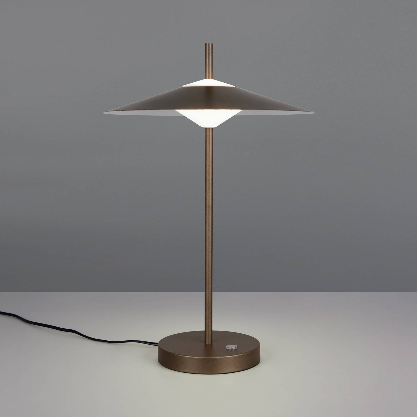 Trio Lighting LED tafellamp Amalo, platinakleurig, hoogte 46 cm, metaal, CCT
