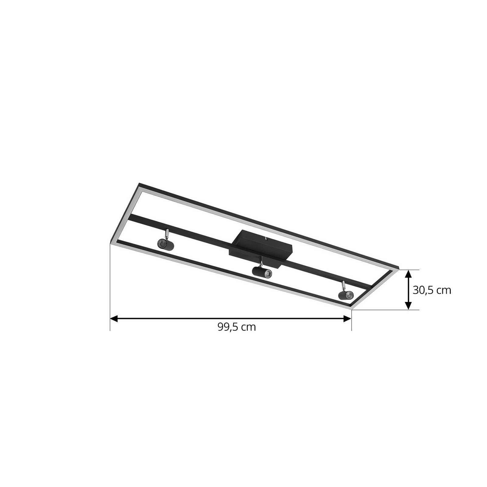 Lampa sufitowa LED Lucande Yvor, 99,5 cm, czarna, obrotowa