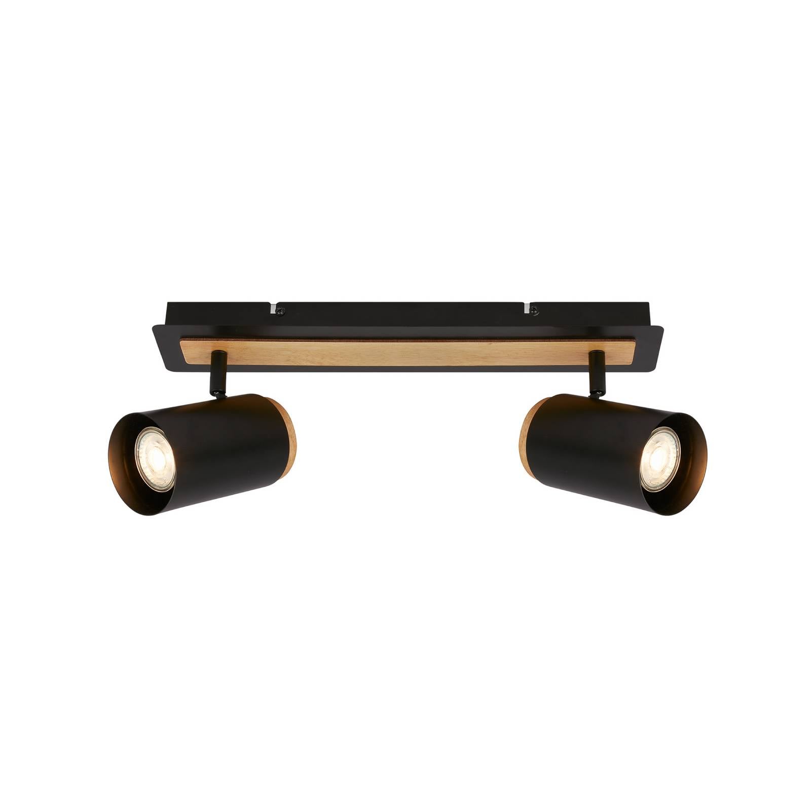 Deckenstrahler Duta, Länge 40 cm, schwarz/holzfarben, 2-flg.