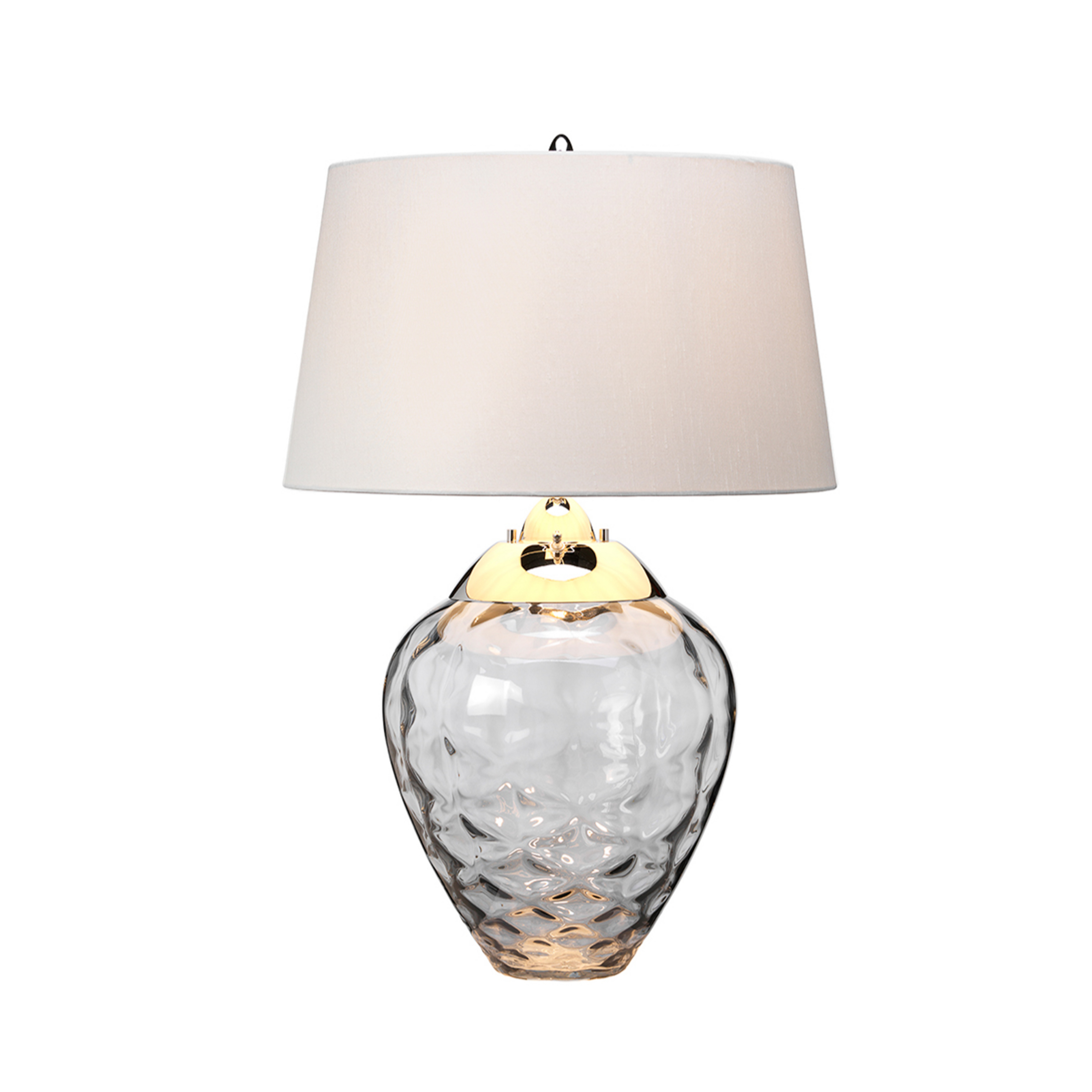 Stolna lampa Samara, Ø 45,7 cm, siva, tkanina, staklo, 2 žarulje