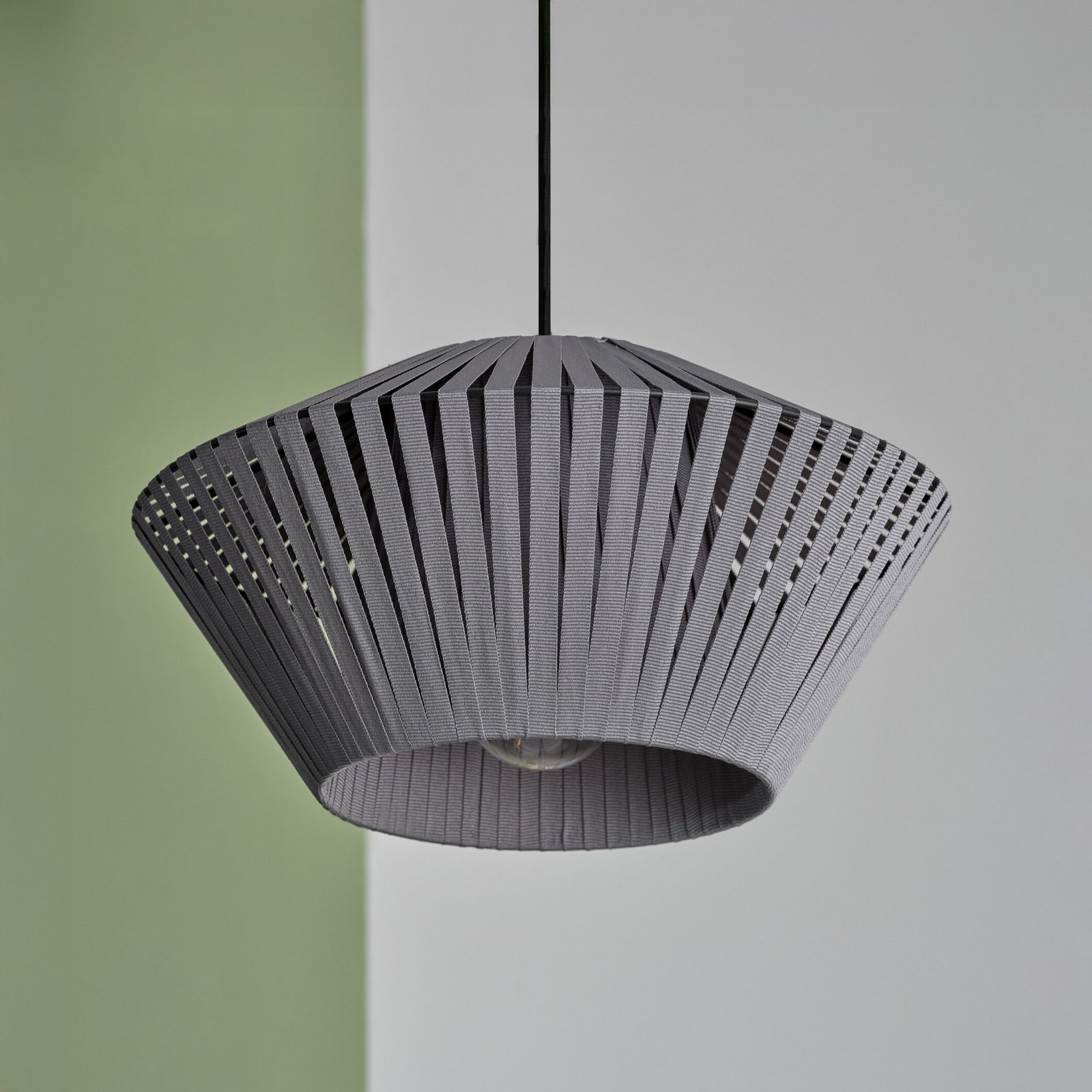 OSRAM hanging light Decor Stripes, Ø 30.5 cm, grey, textile, E27