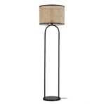 Lindby Stehleuchte Yaelle, 146 cm hoch, Rattan, schwarz, E27