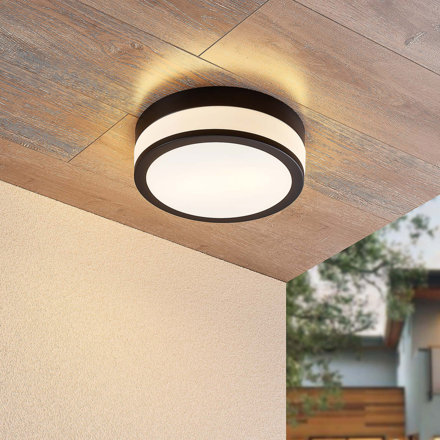 Lindby Flavi taklampe til bad, ? 28 cm, svart - Sort