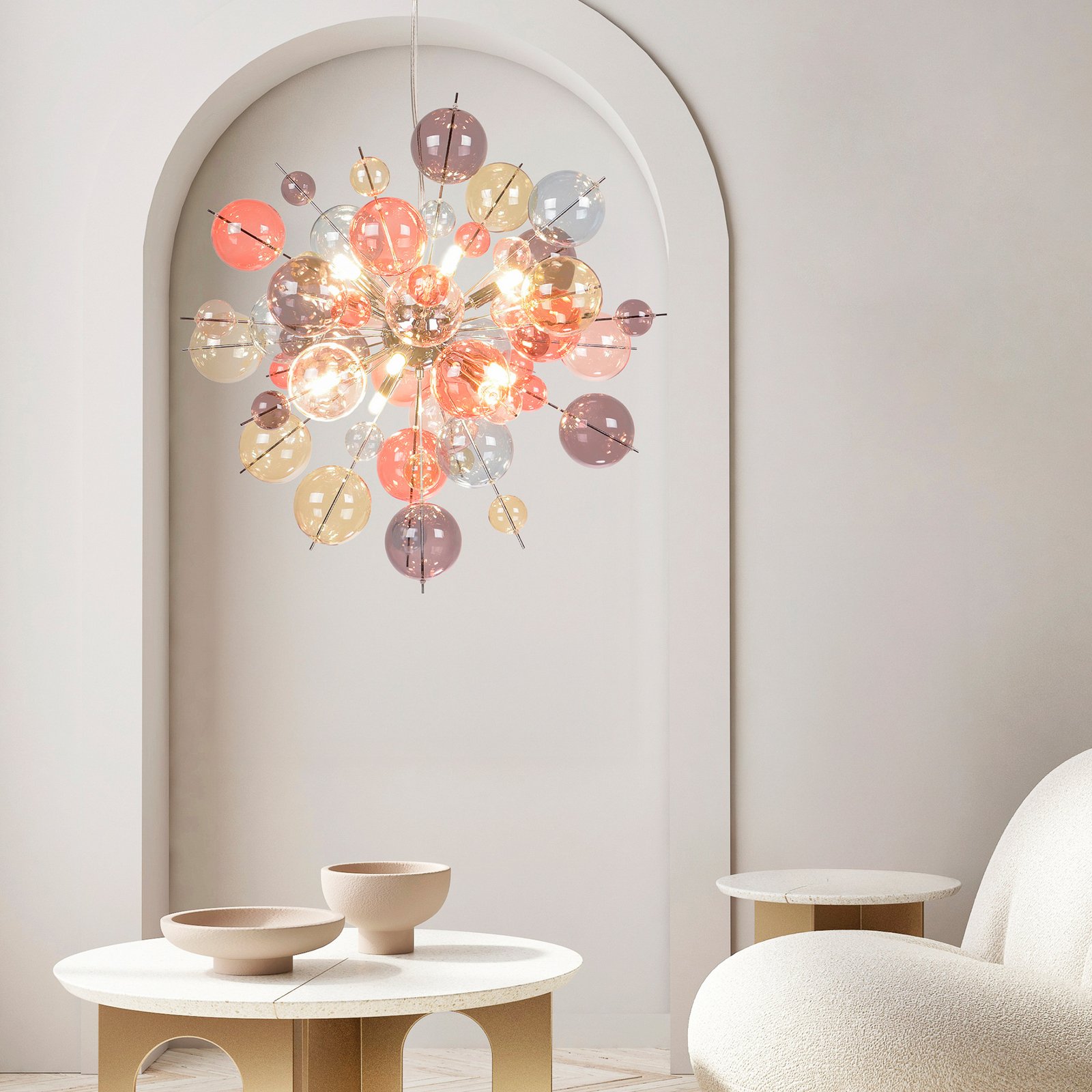Explosion pendant light, Ø 65 cm, glass, pastel colours, G9 Explosion pendant light, Ø 65 cm, glass, pastel colours, G9