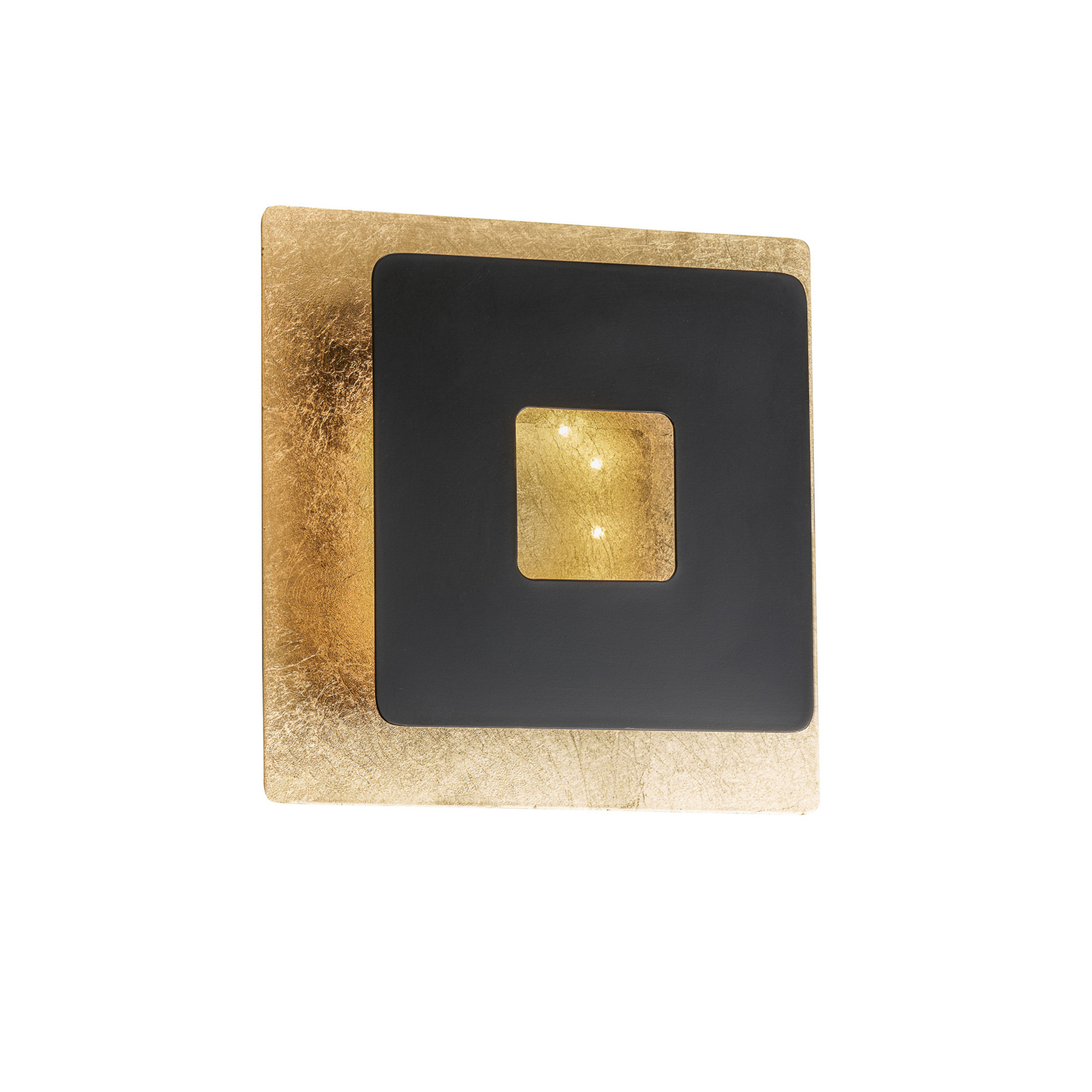 LED-Wandleuchte Hennes, 18x18cm, blattgold/schwarz