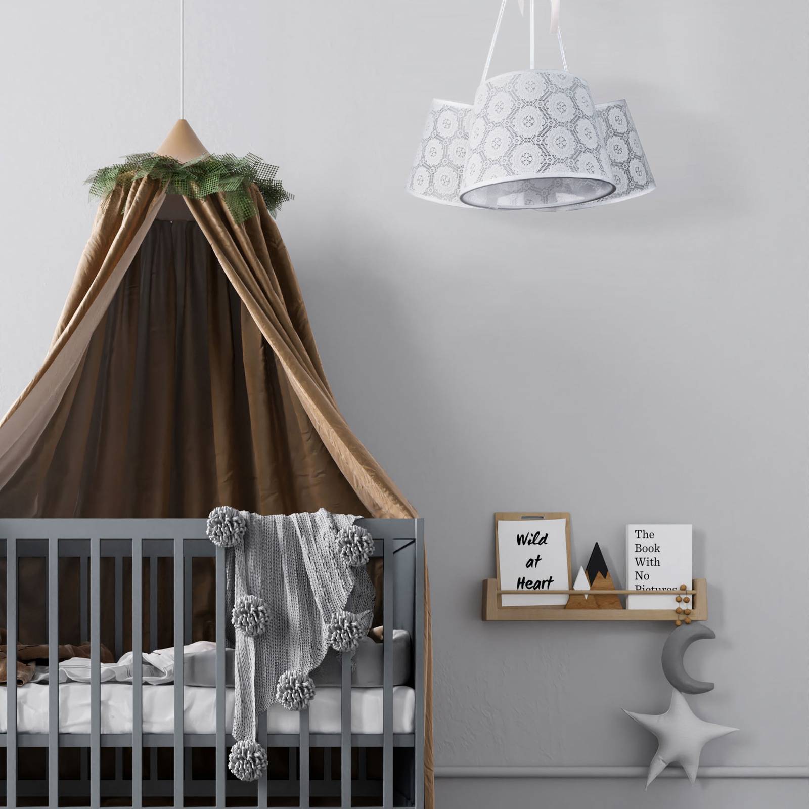 Salsa hanging light, 3-bulb, patterned white
