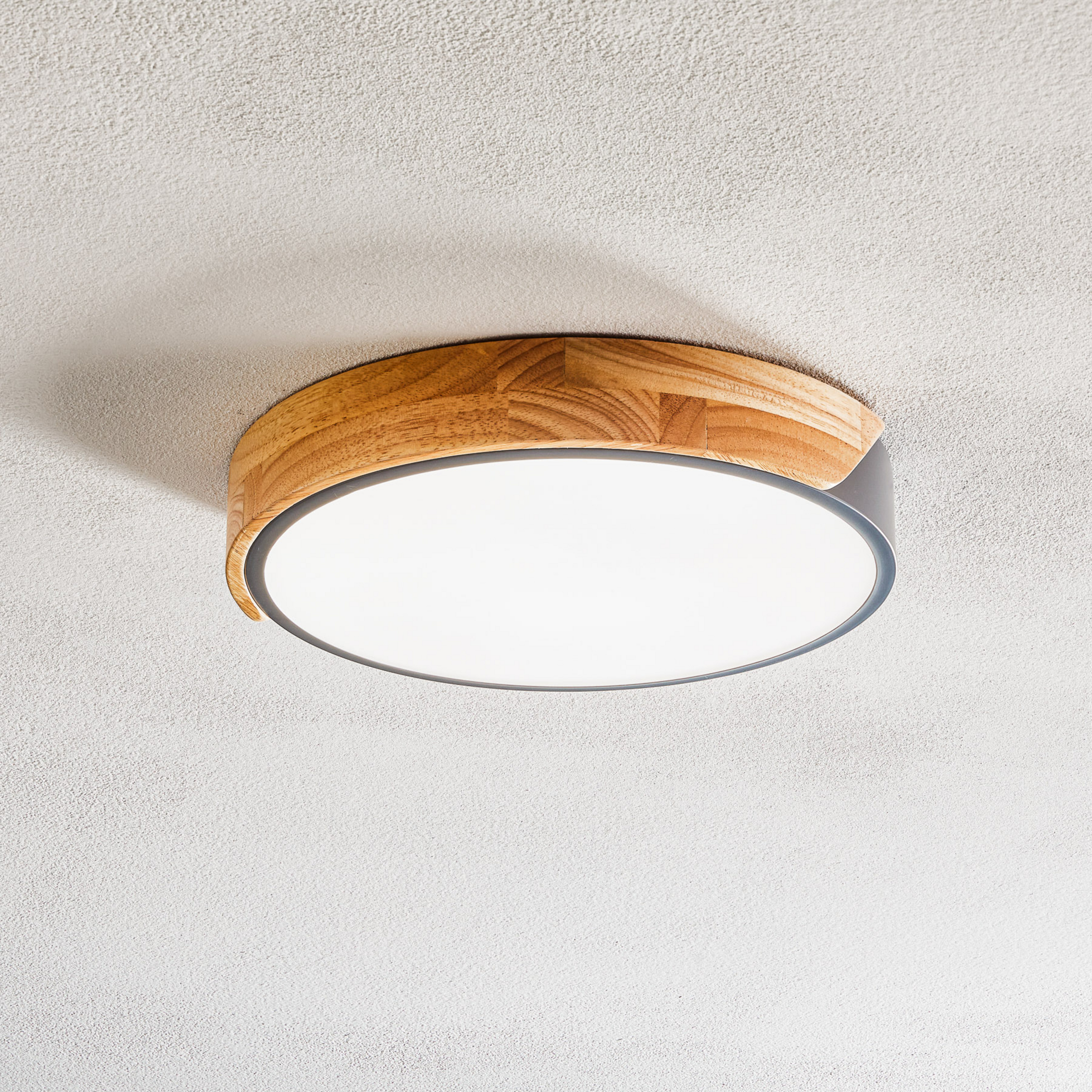 Plafonnier LED Borneo avec cadre en bois