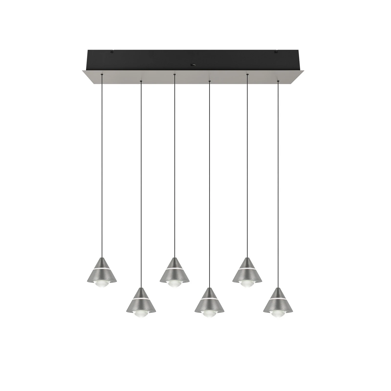 LED-Hängelampe Romeo, Länge 75 cm nickelfarben Metall 6-flg.