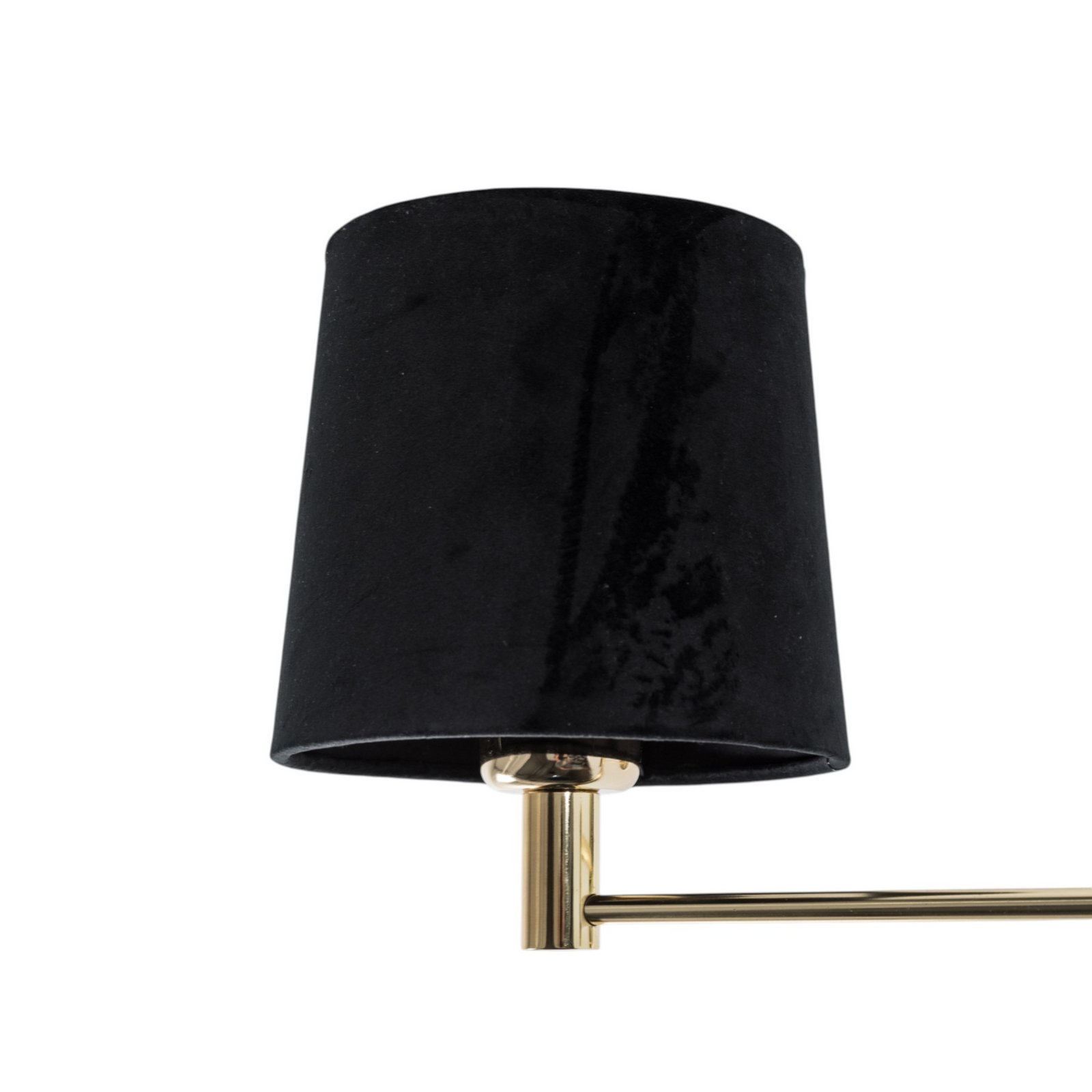 Wandlamp Solo, kegelvormig, velours, zwart/goud