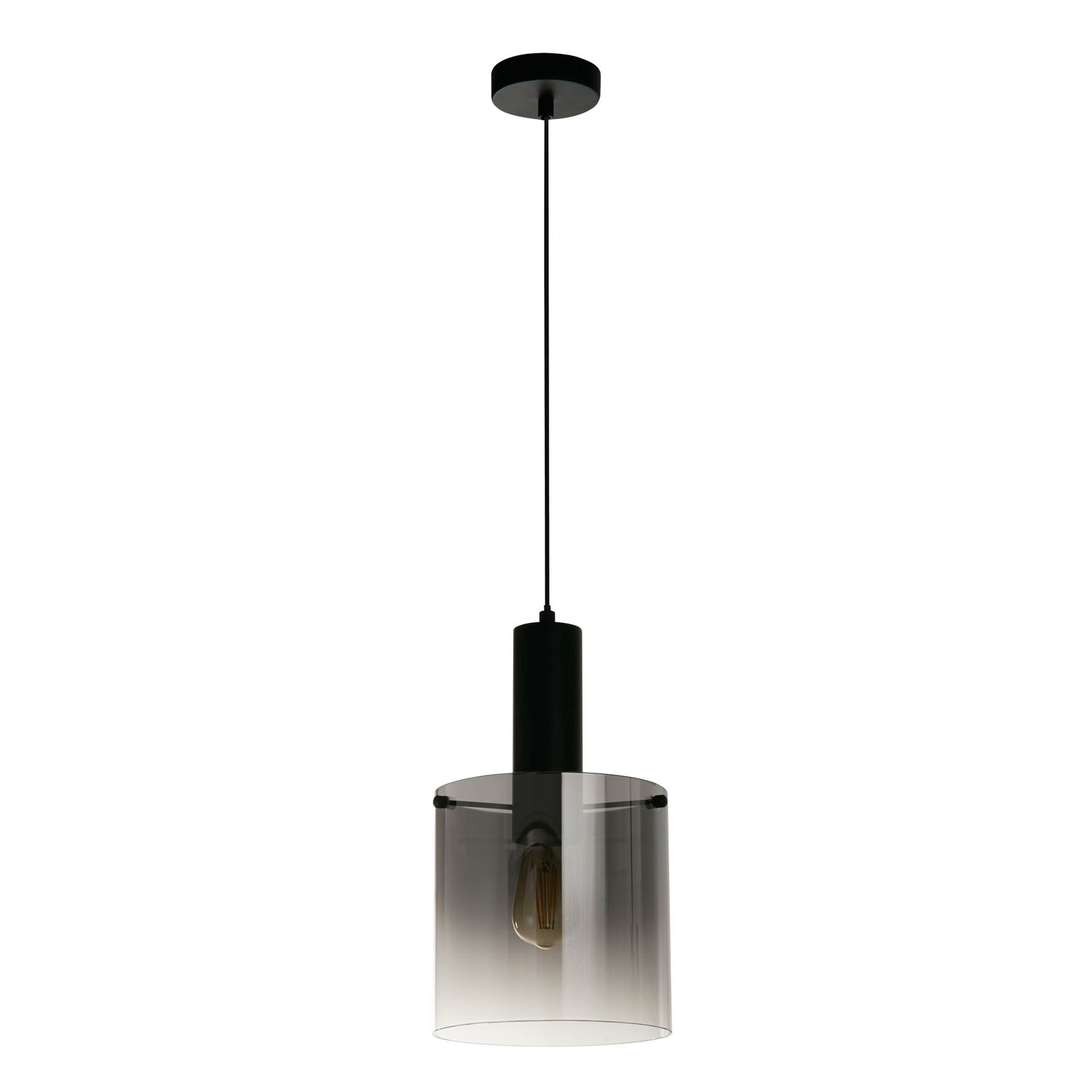 Zweden hanglamp, 1-lamp, staal, glas, E27