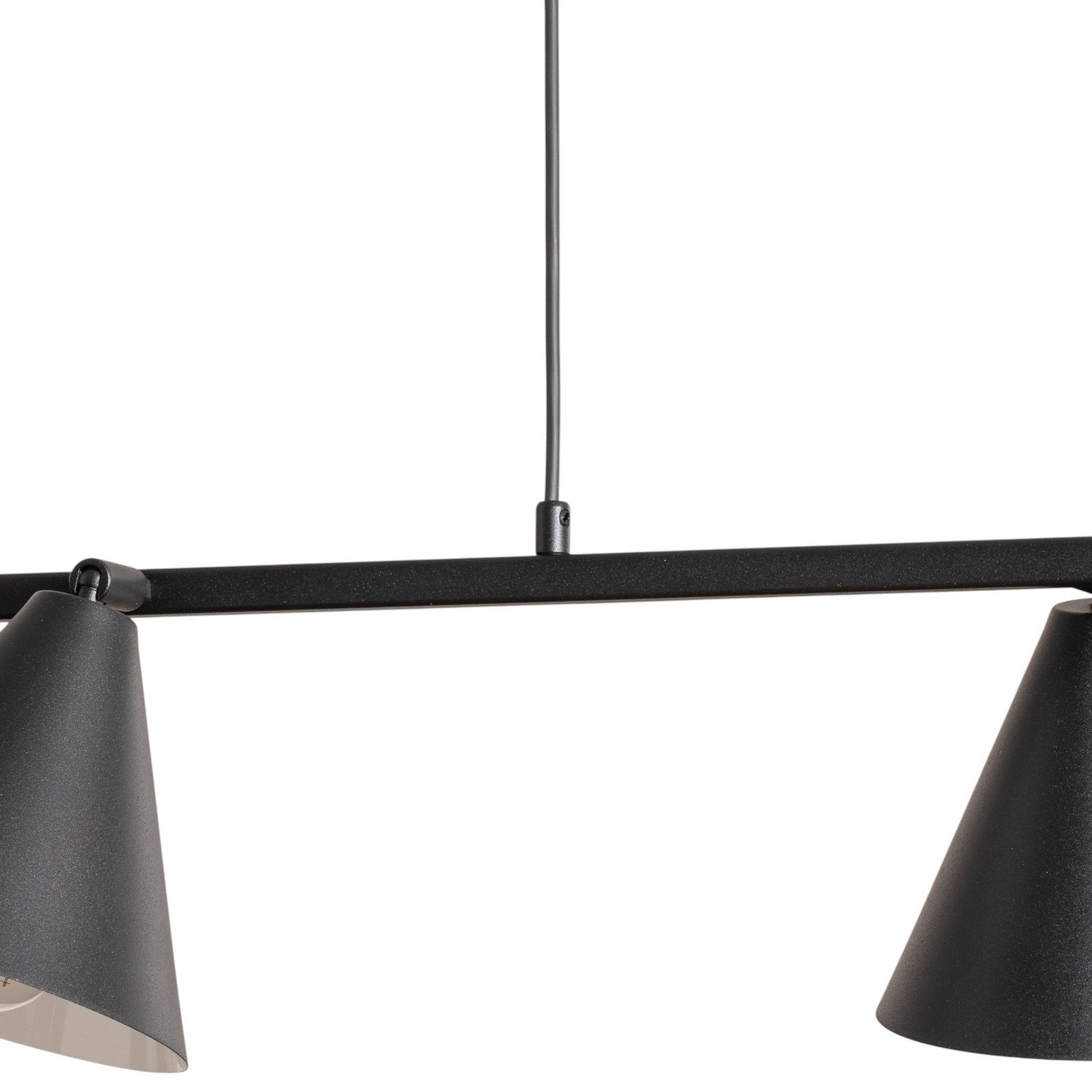 Hängeleuchte Form 4, schwarz, Metall, 4-flammig, Kegel, E27
