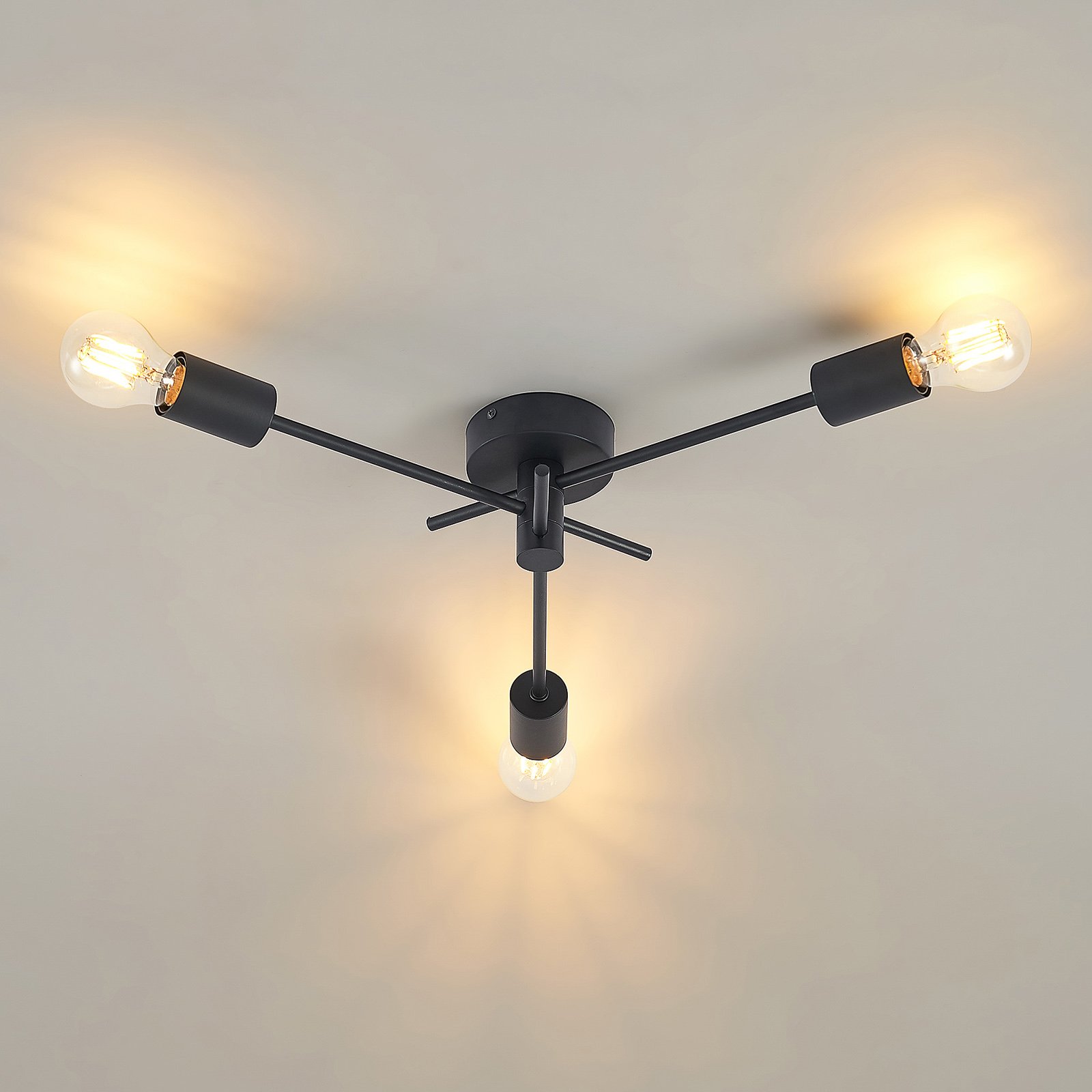 Cerros 3 Ceiling Lamp Black - Lindby