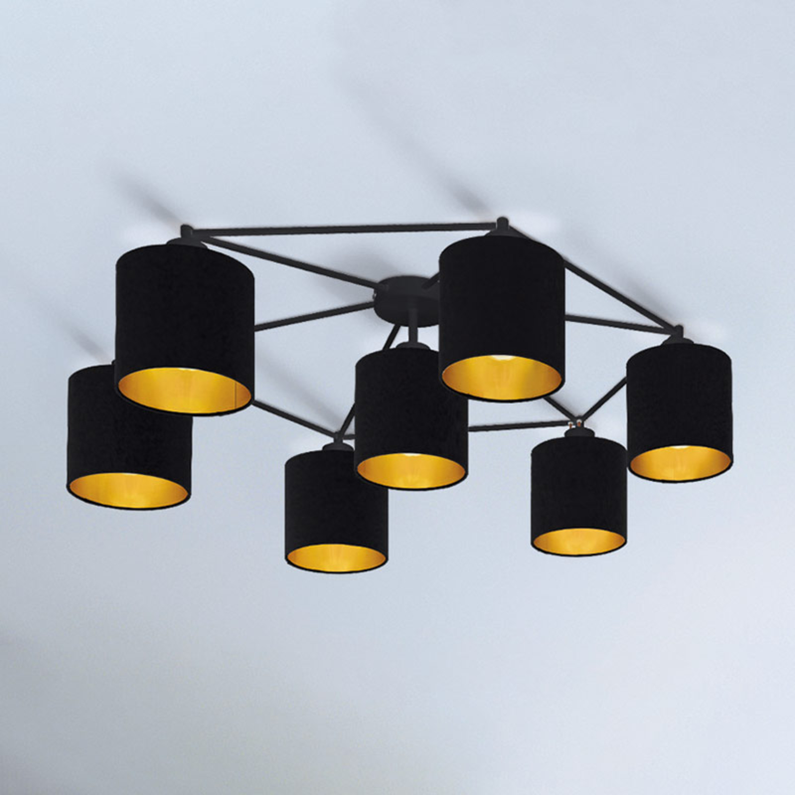 EGLO Staiti ceiling lamp, black with lampshades, for Living / Dining Room, steel, fabric, E27, 40 W, energy efficiency: A++, H: 23.5 cm