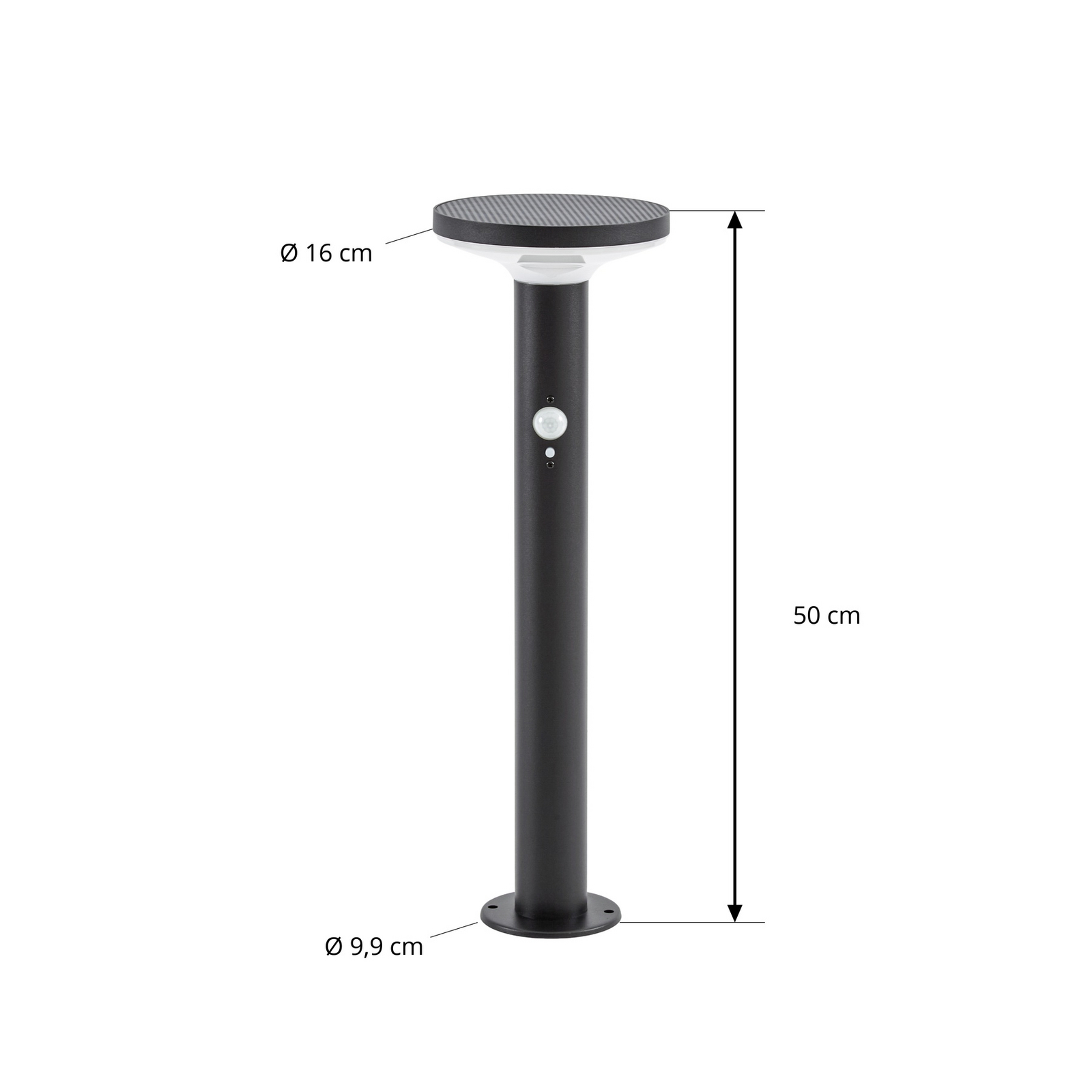 PRIOS LED-zonne-energie-plintlamp Kalen, zwart, 50 cm, sensor PRIOS LED-zonne-energie-plintlamp Kalen, zwart, 50 cm, sensor