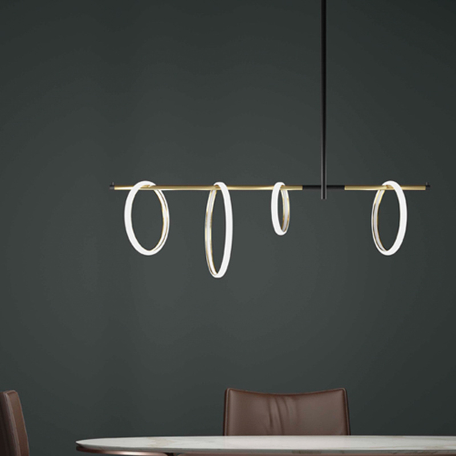 LED-Hängeleuchte Ulaop, vier Ringe