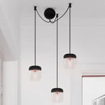 UMAGE Acorn pendant lamp three-bulb, black/copper