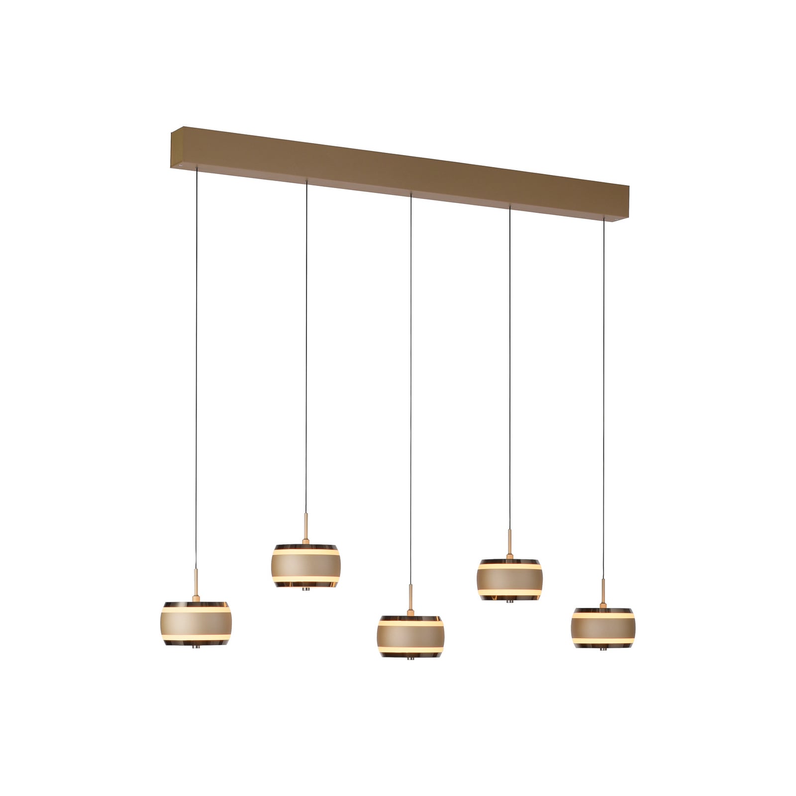 Falling Rings LED-Hängelampe, bronze, 101 cm, 5-fl. - PURE Falling Rings LED-Hängelampe, bronze, 101 cm, 5-fl. - PURE