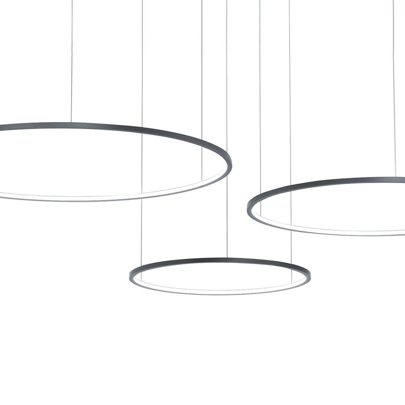 LED-hengelampe Saturno, svart, 3 lyskilder, metall, 4.000 K