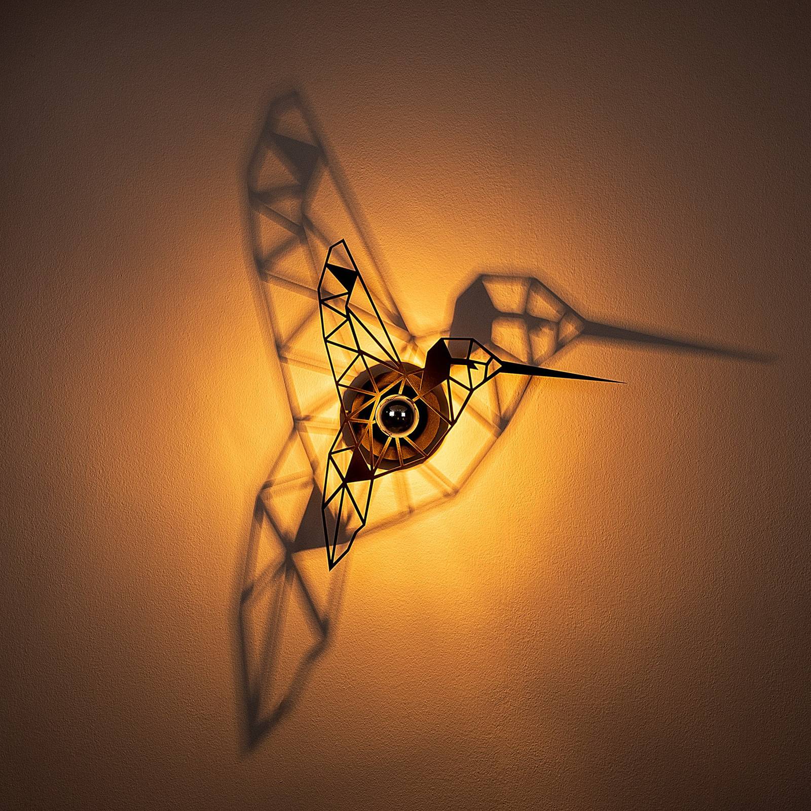 Lampa ścienna W-053 Lasercut, wzór czarnego ptaka