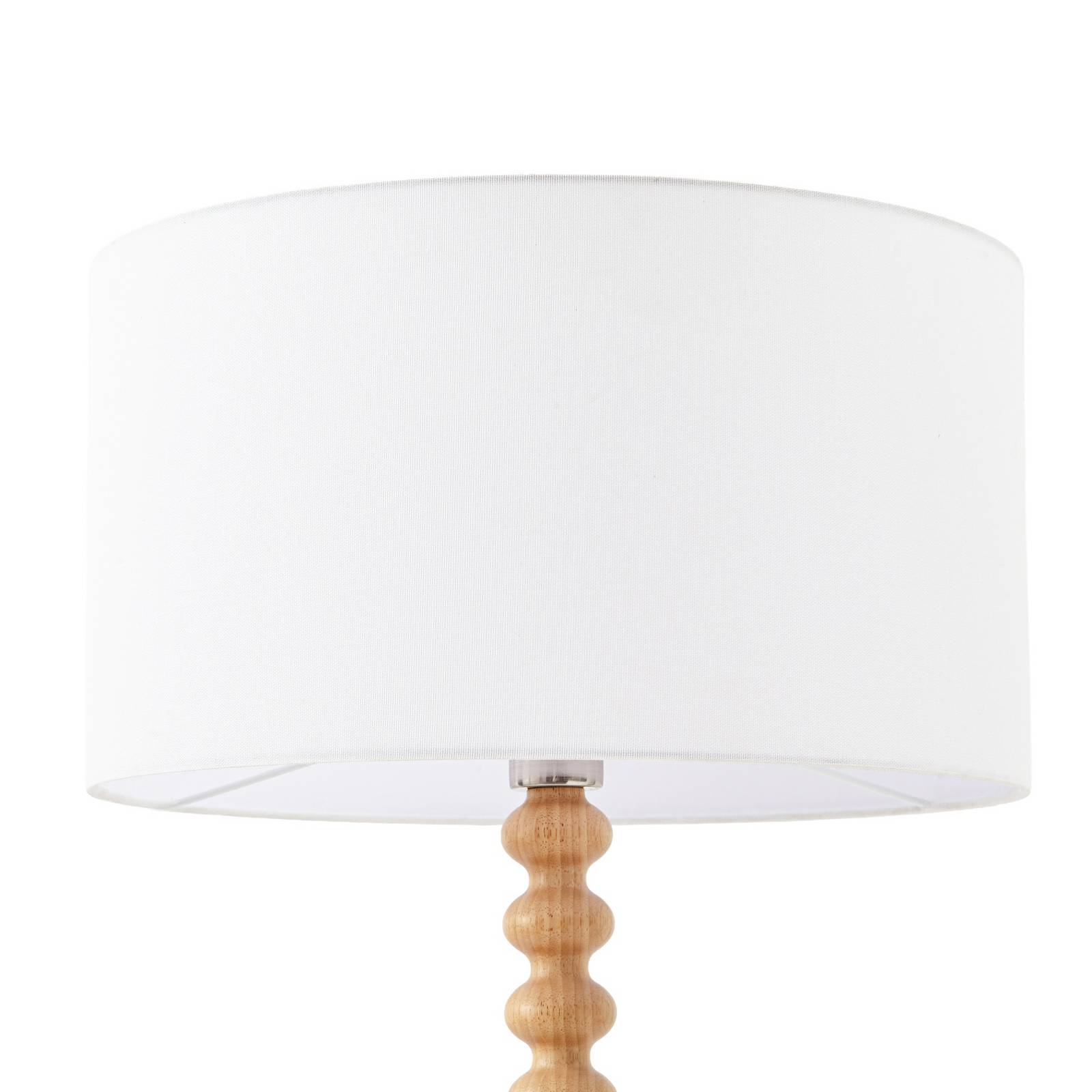Lampa stojąca Lucande Karlie, wysokość 155 cm, biała, drewno, E27