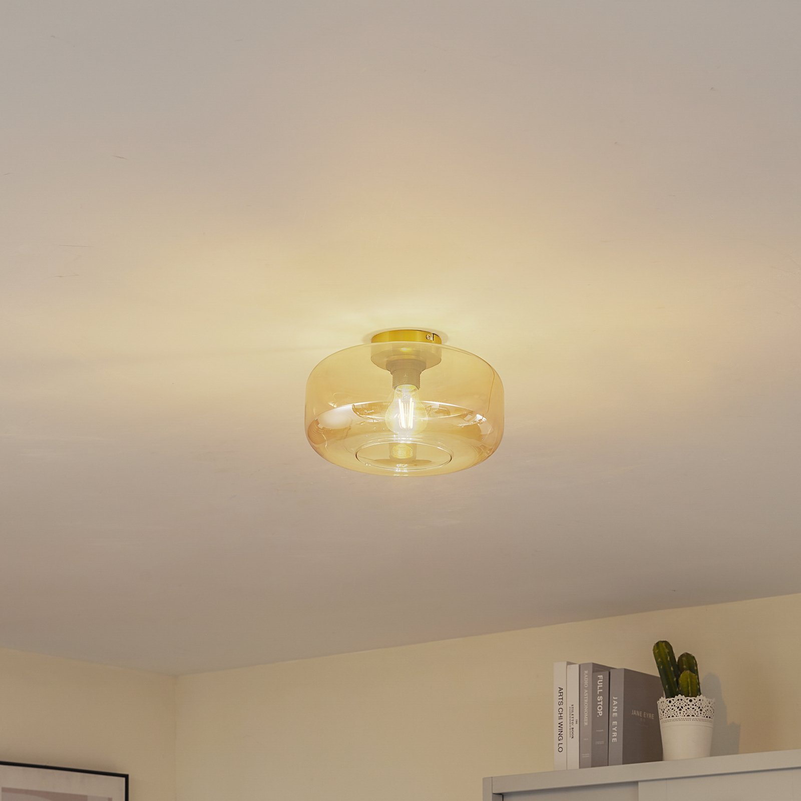 Hildur Deckenlampe Ø 28,5 cm amber Glas - Lindby