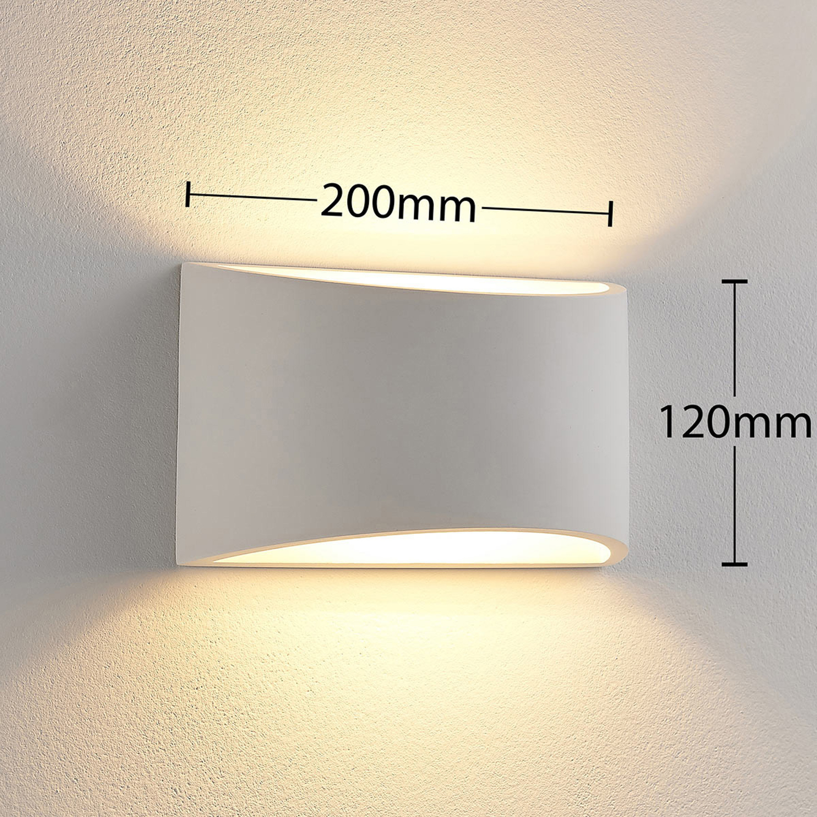 Lindby wall light Heiko, set of 2, up/down, plaster, white
