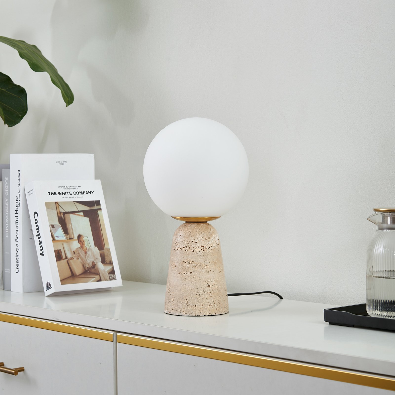 Kirstan Tischleuchte Beige/Weiß - Lindby