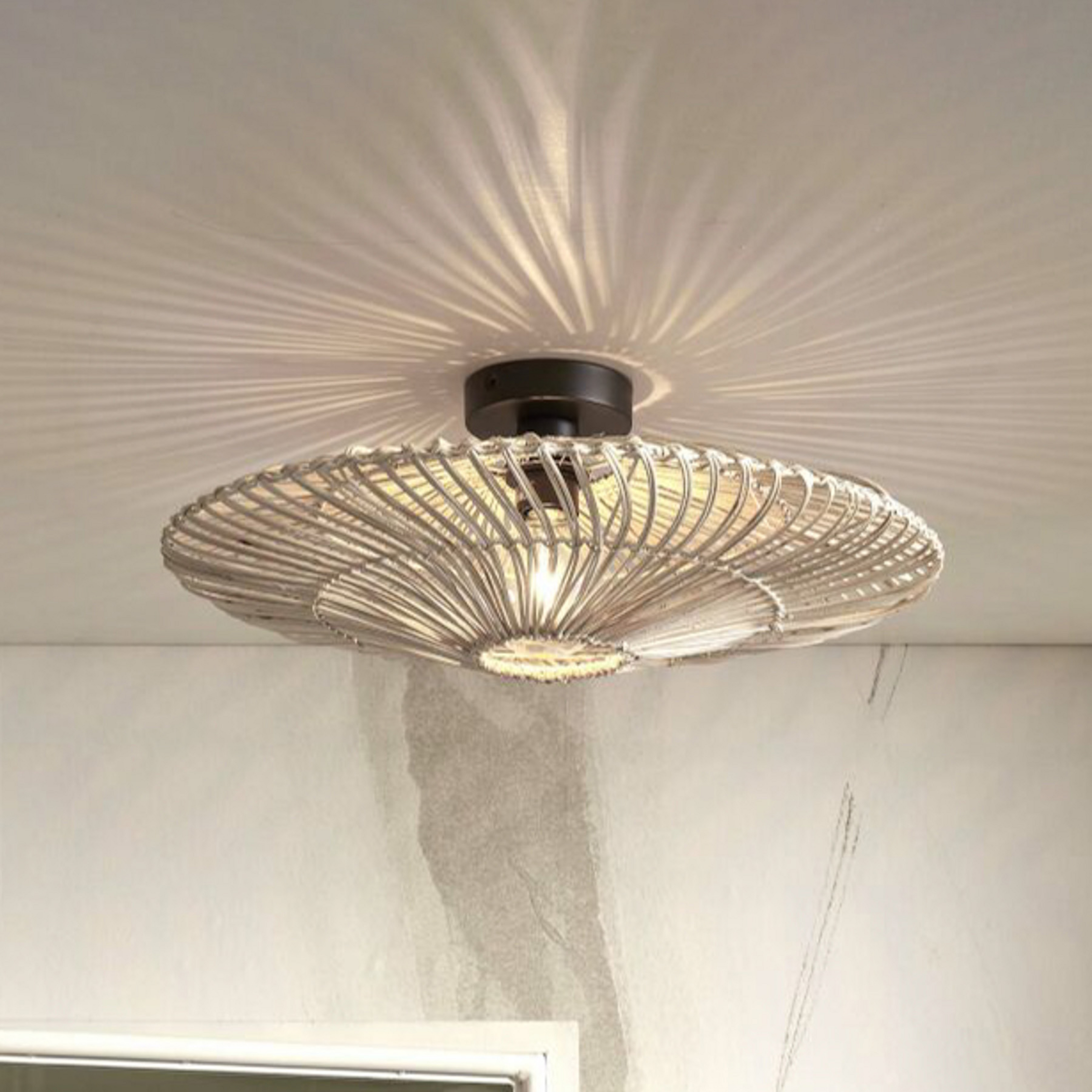 GOOD & MOJO Candeeiro de teto Zanzibar, Ø55cm, branco