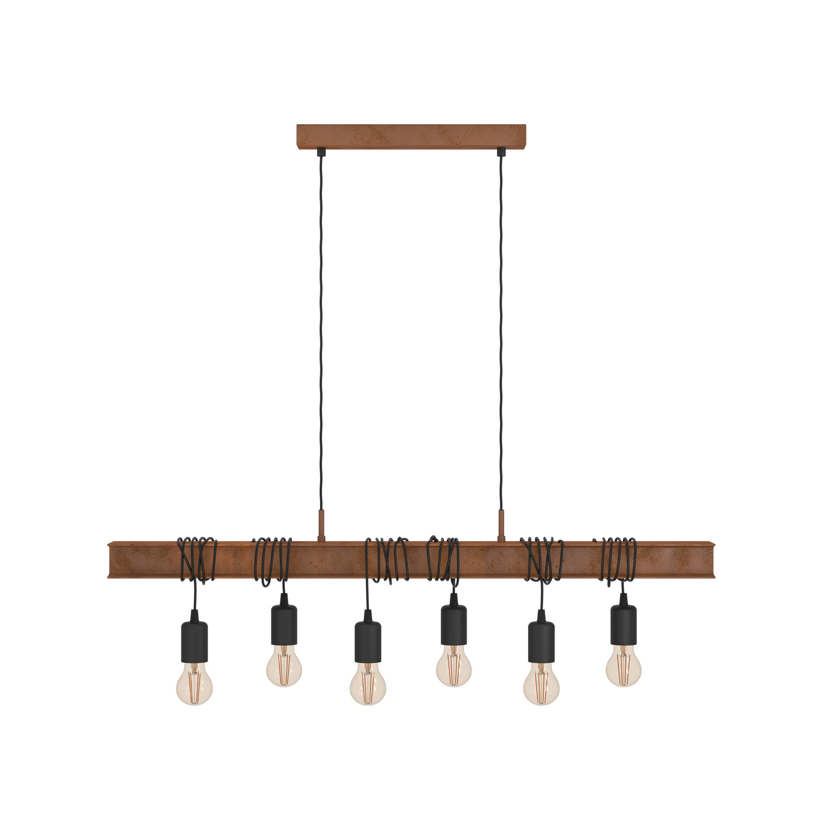 Hängelampe Townshend 4 in Dunkelbraun